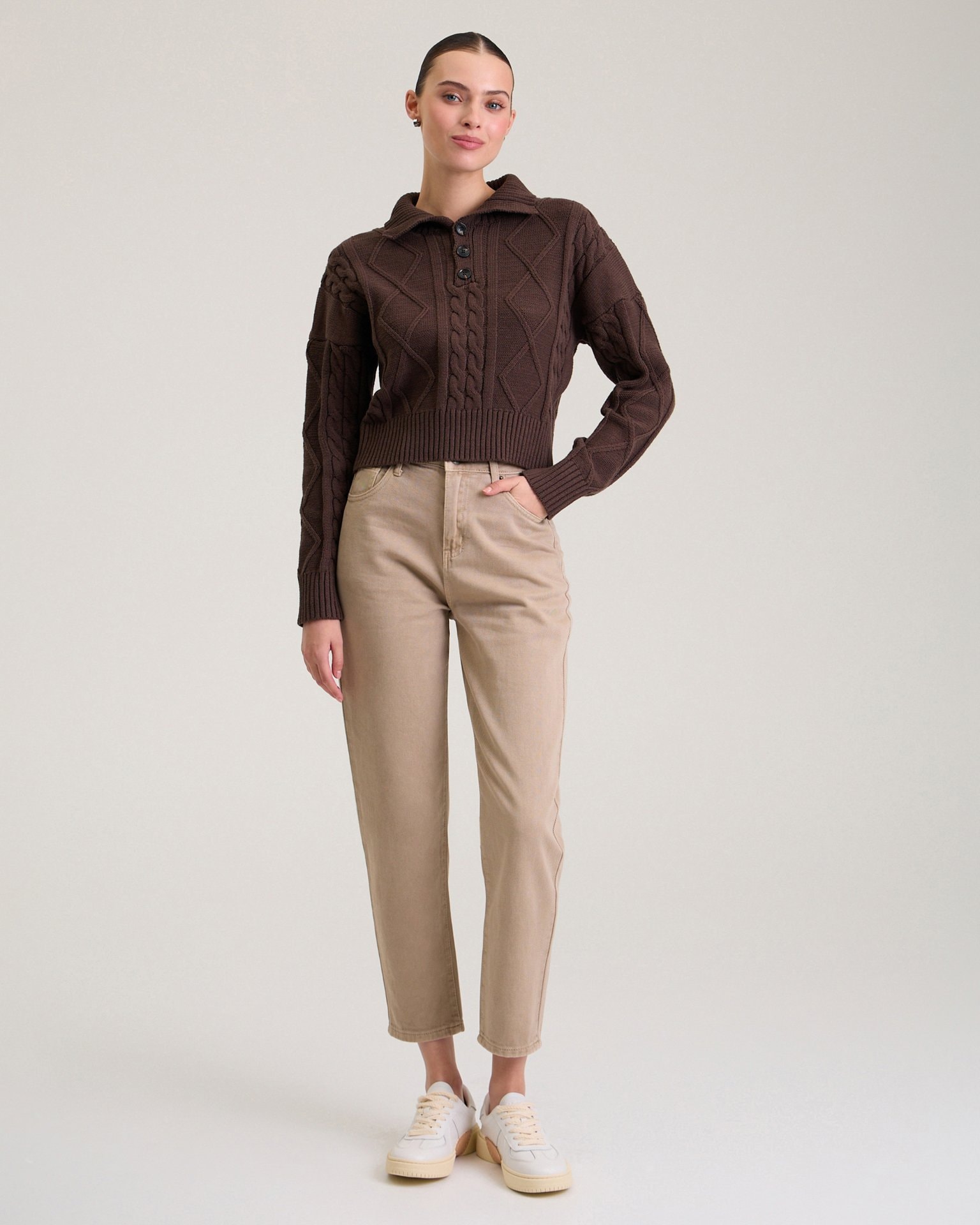 Beige mom jeans, Beige — photo 3