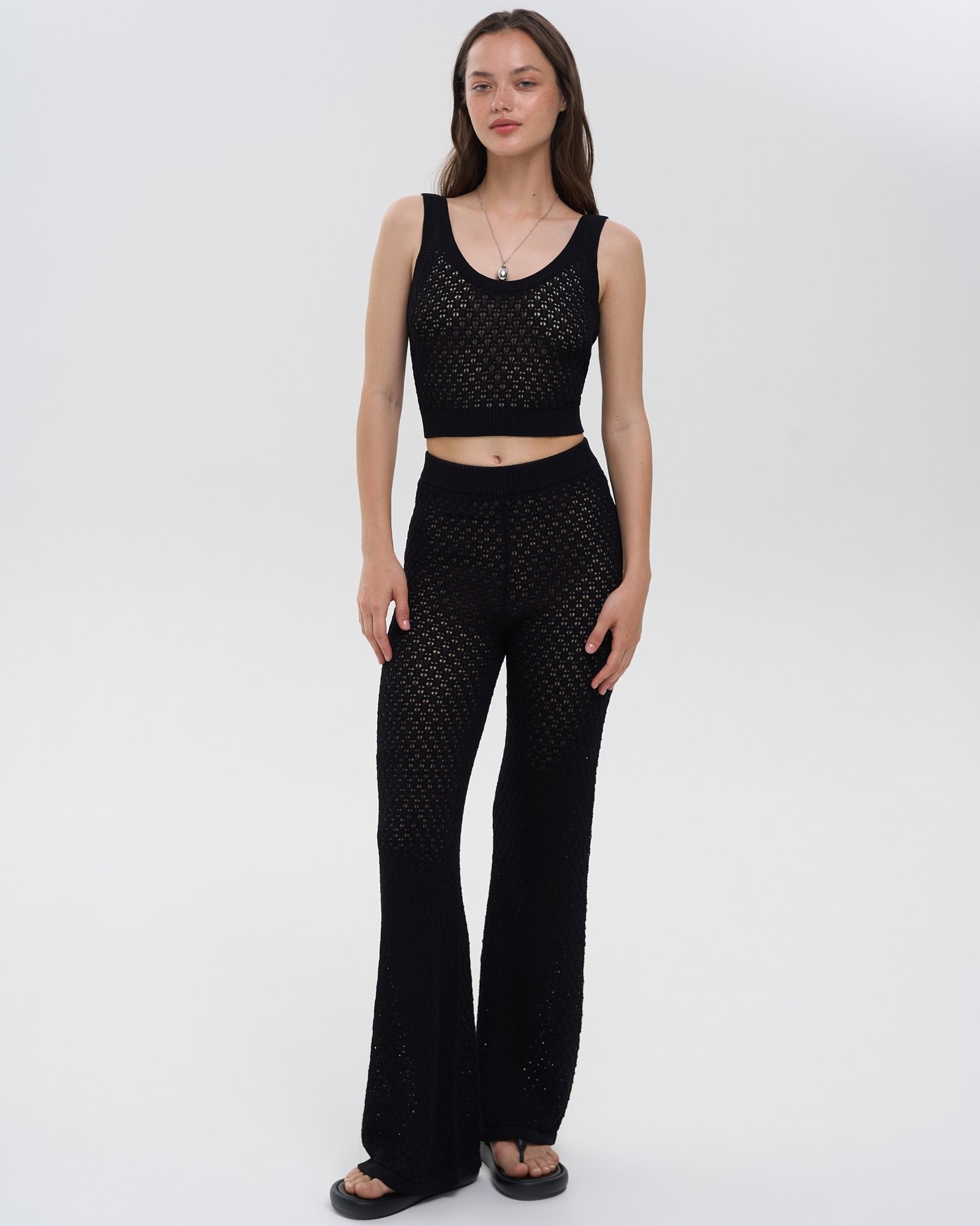 Black Viscose Trousers, Black — photo 3
