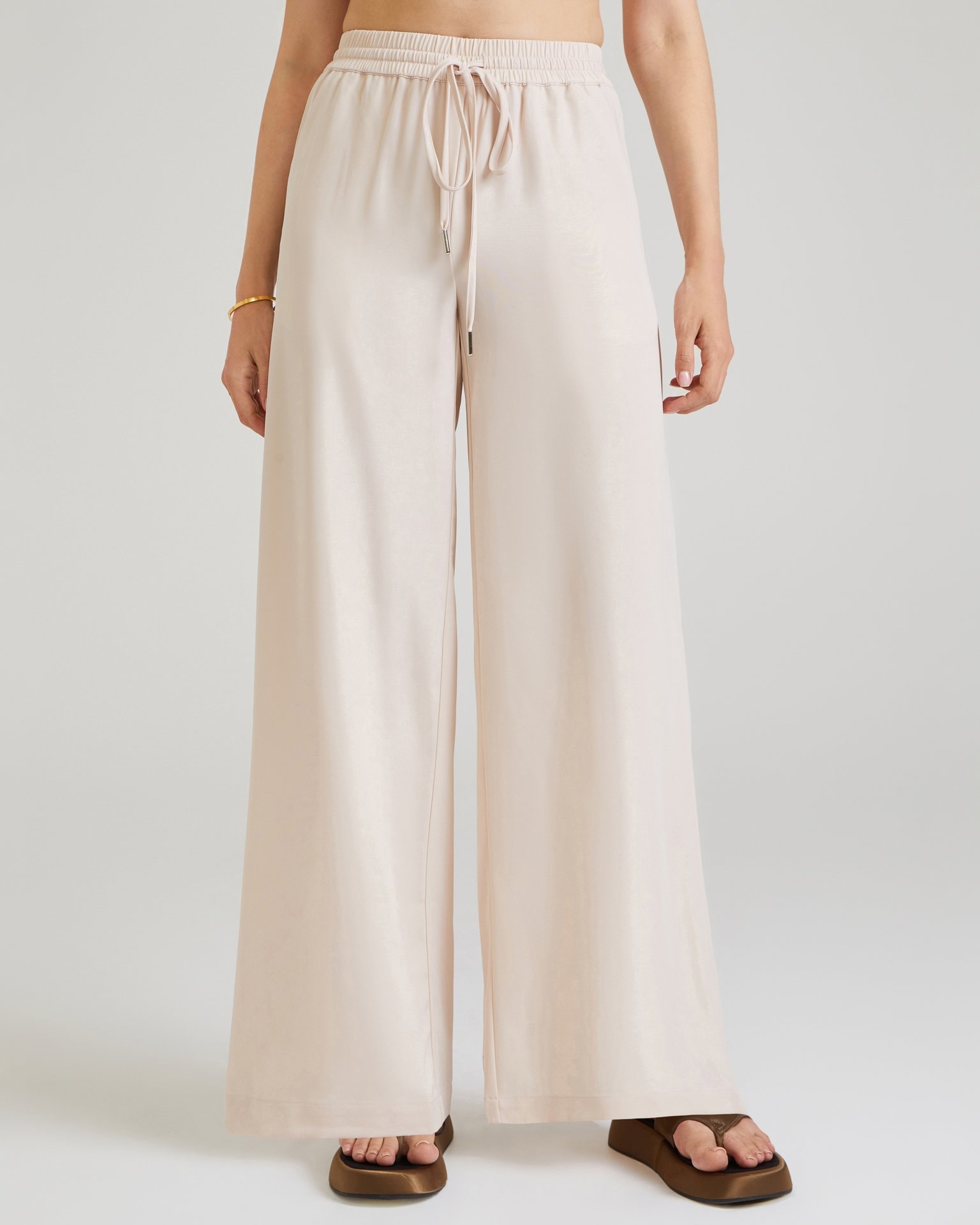 Viscose palazzo trousers, Beige — photo 7