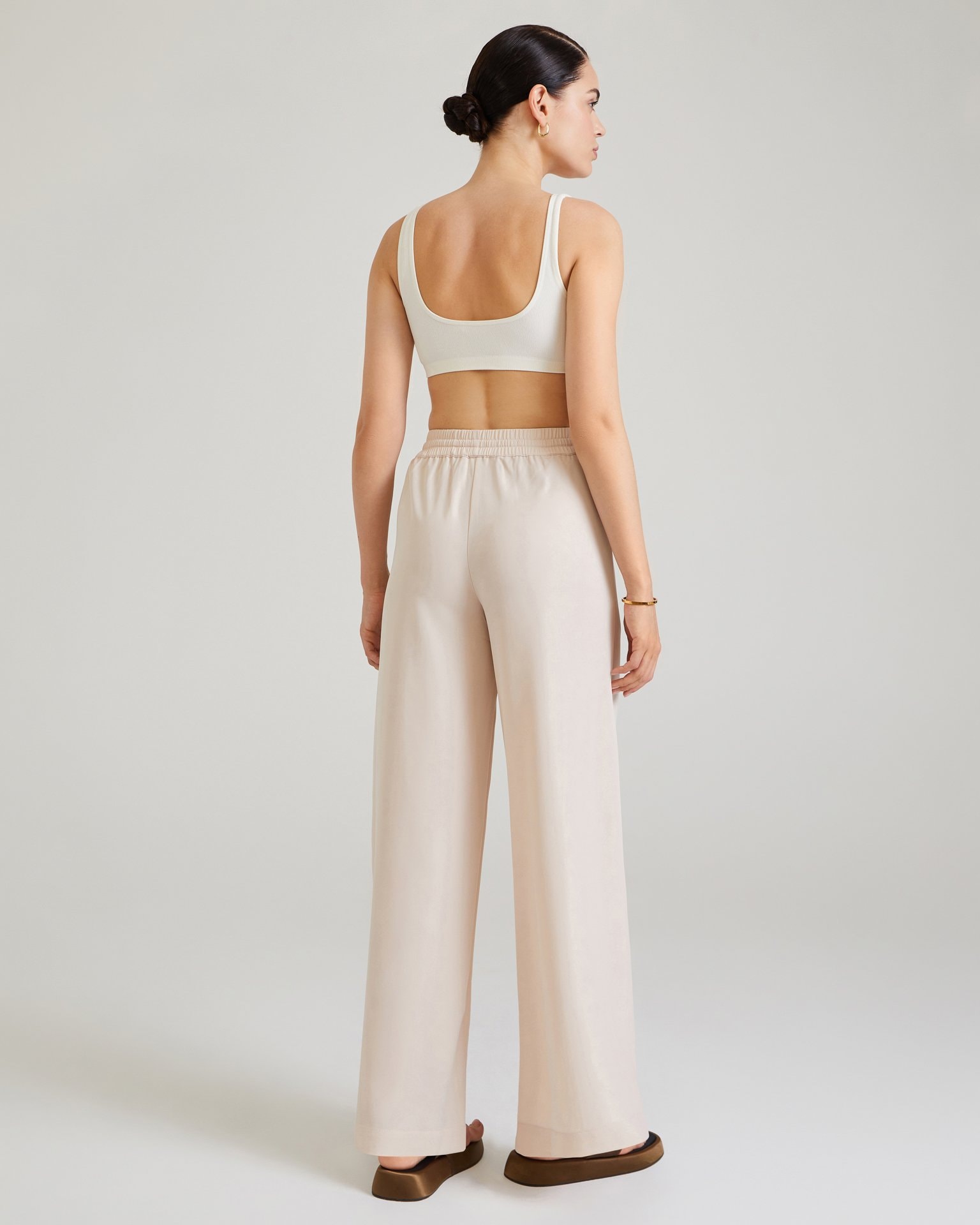 Viscose palazzo trousers, Beige — photo 4