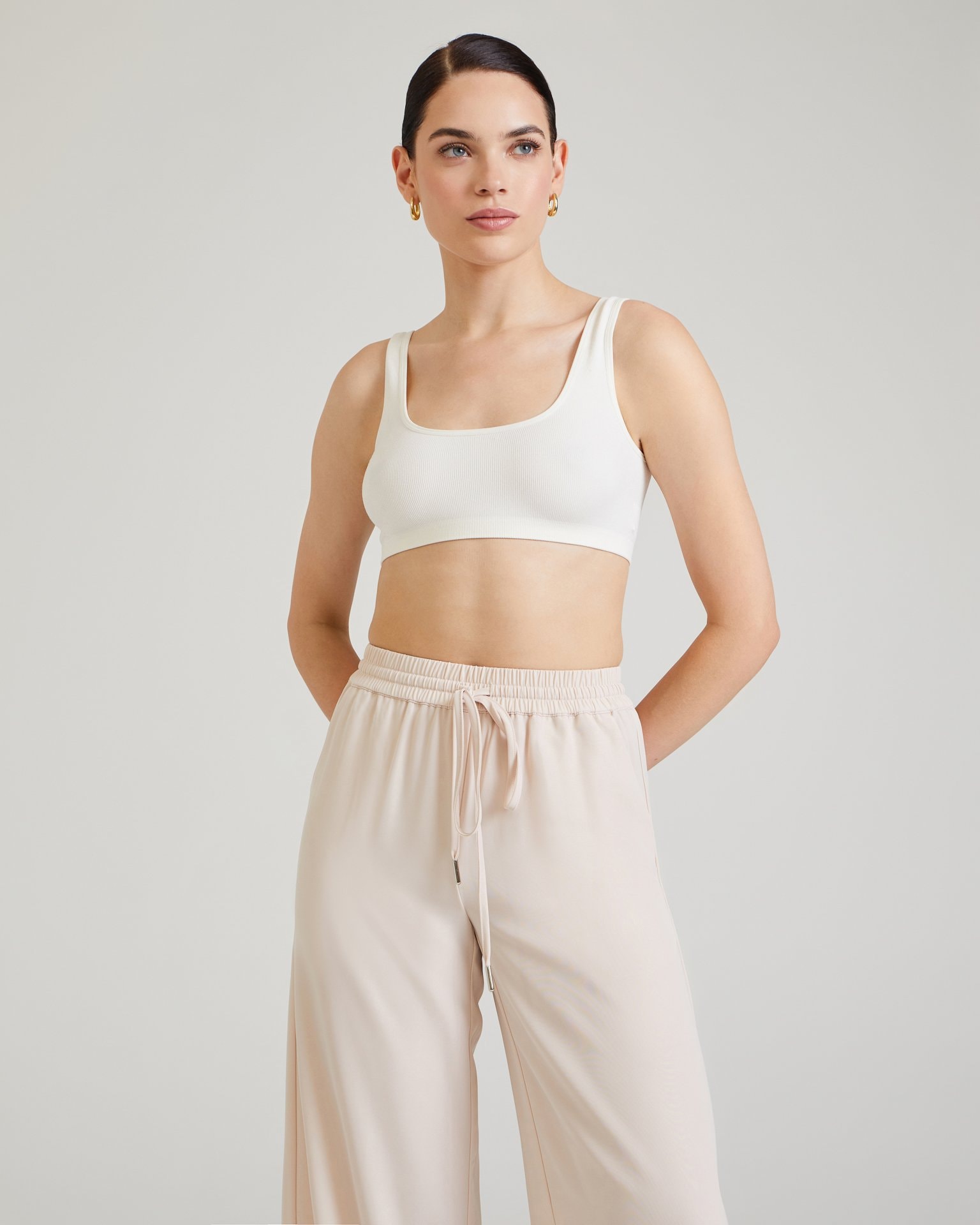 Viscose palazzo trousers, Beige — photo 2