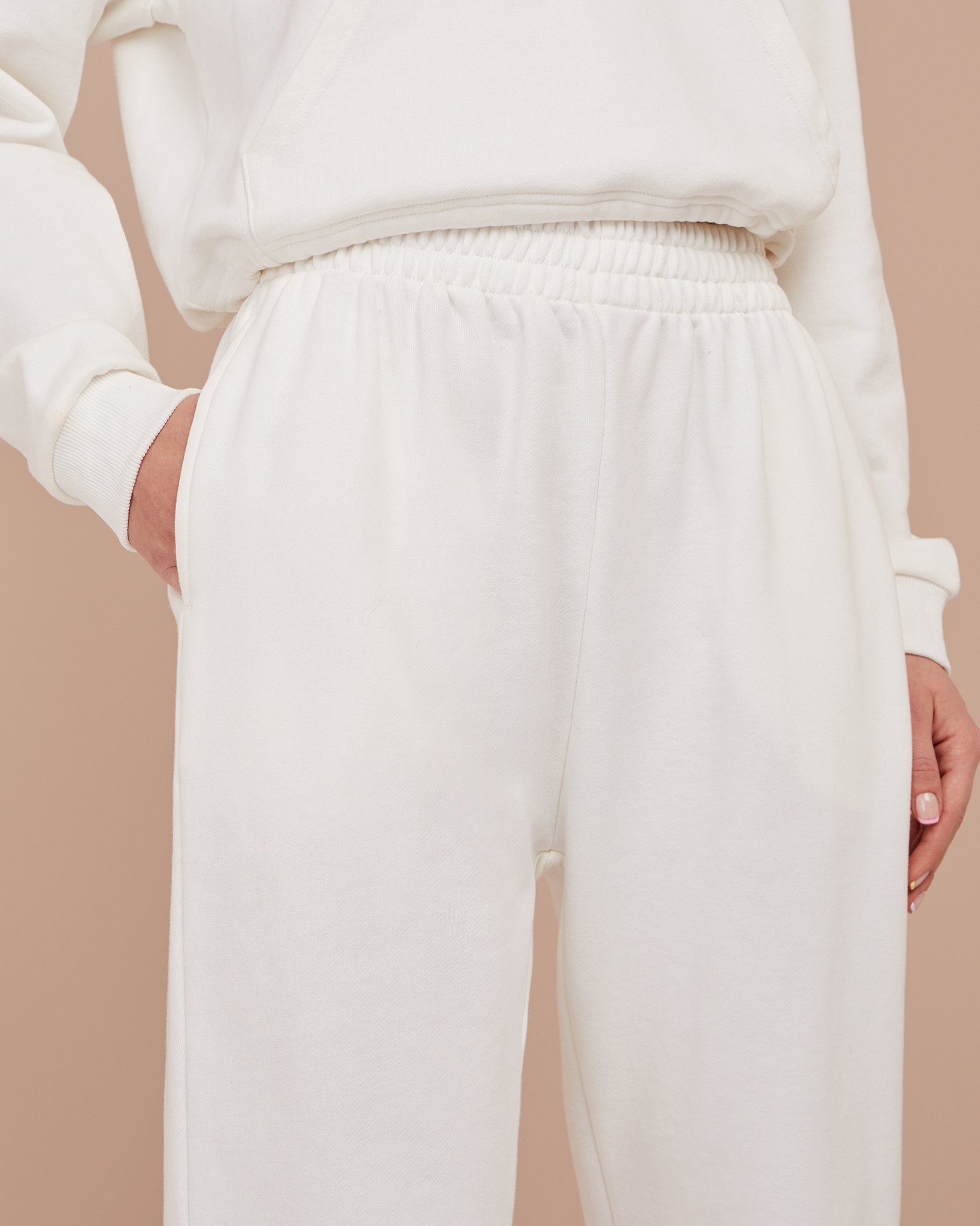 Set with a cropped hoodie, White — photo 6