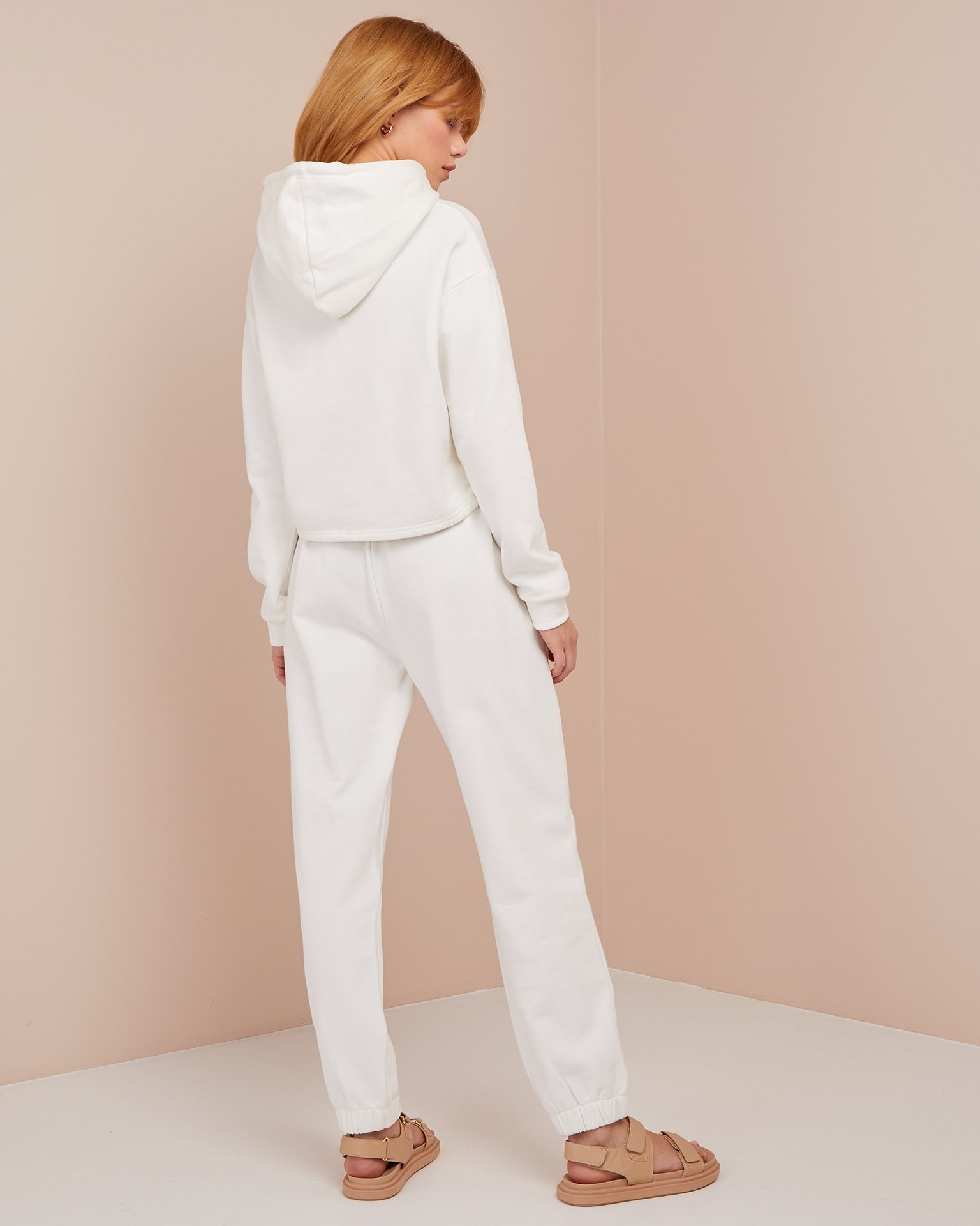 Set with a cropped hoodie, White — photo 4