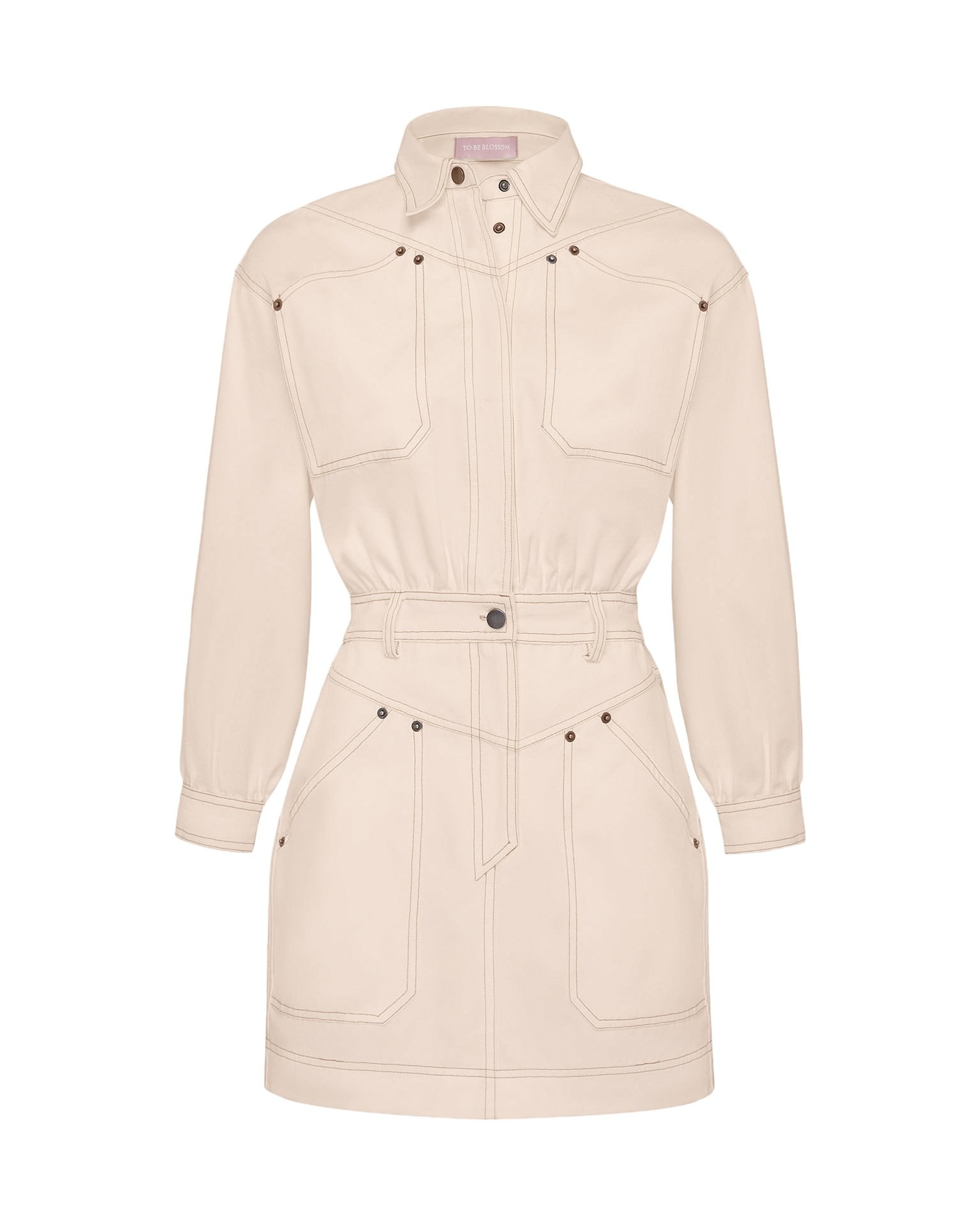Dress with front button fastening, Milky — photo 6