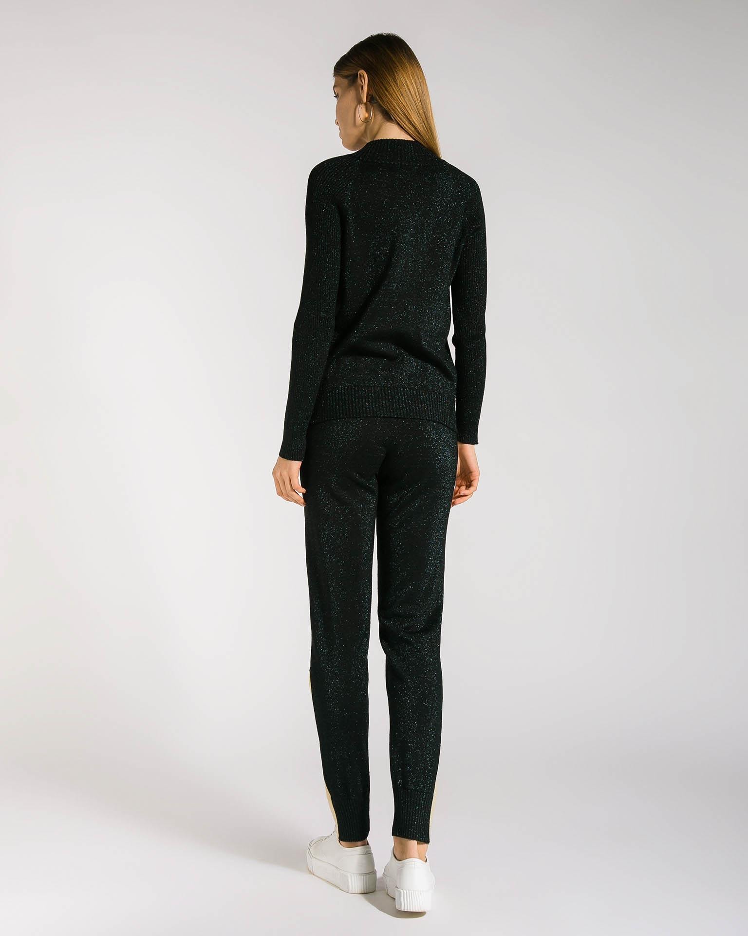 A tracksuit with lurex and contrast side stripes, Black — photo 5