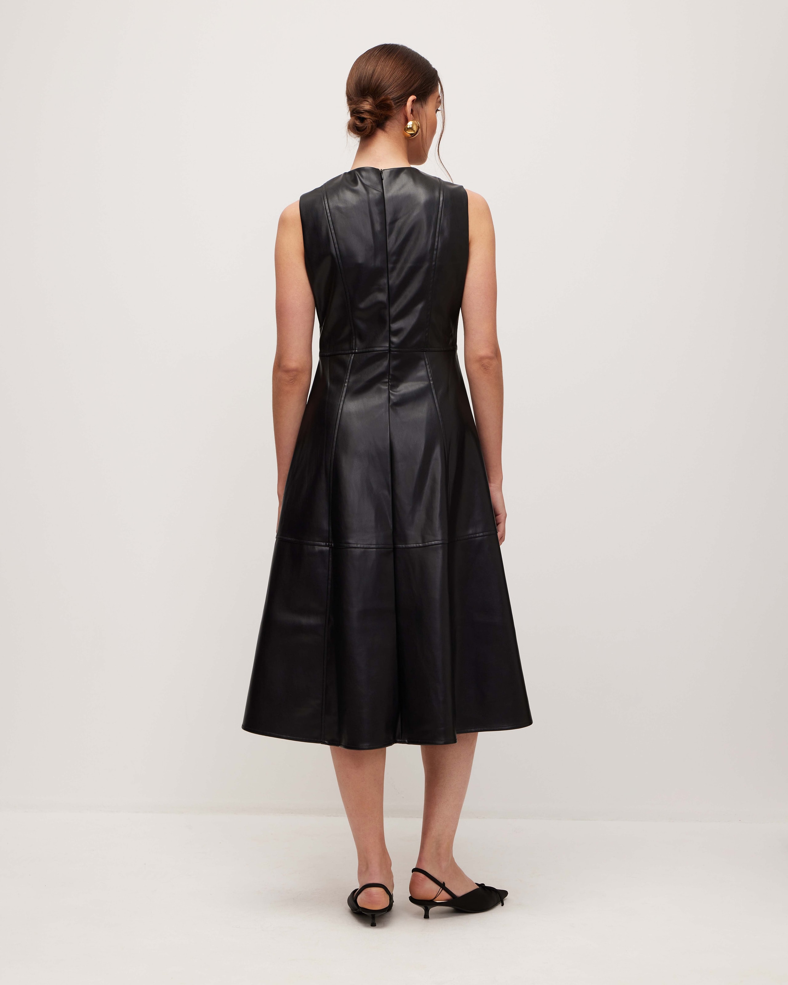 Faux leather dress, Black — photo 3