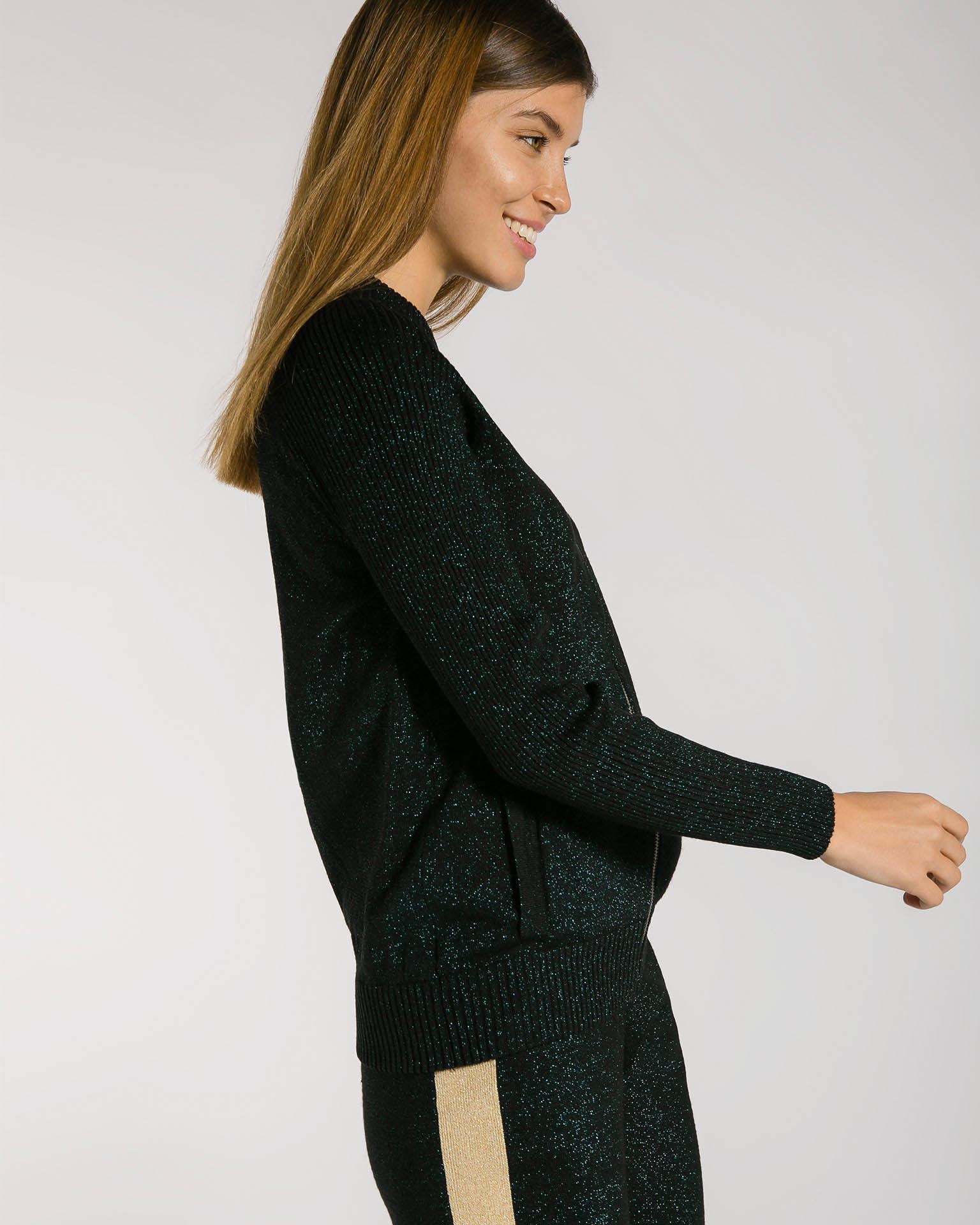 A tracksuit with lurex and contrast side stripes, Black — photo 2