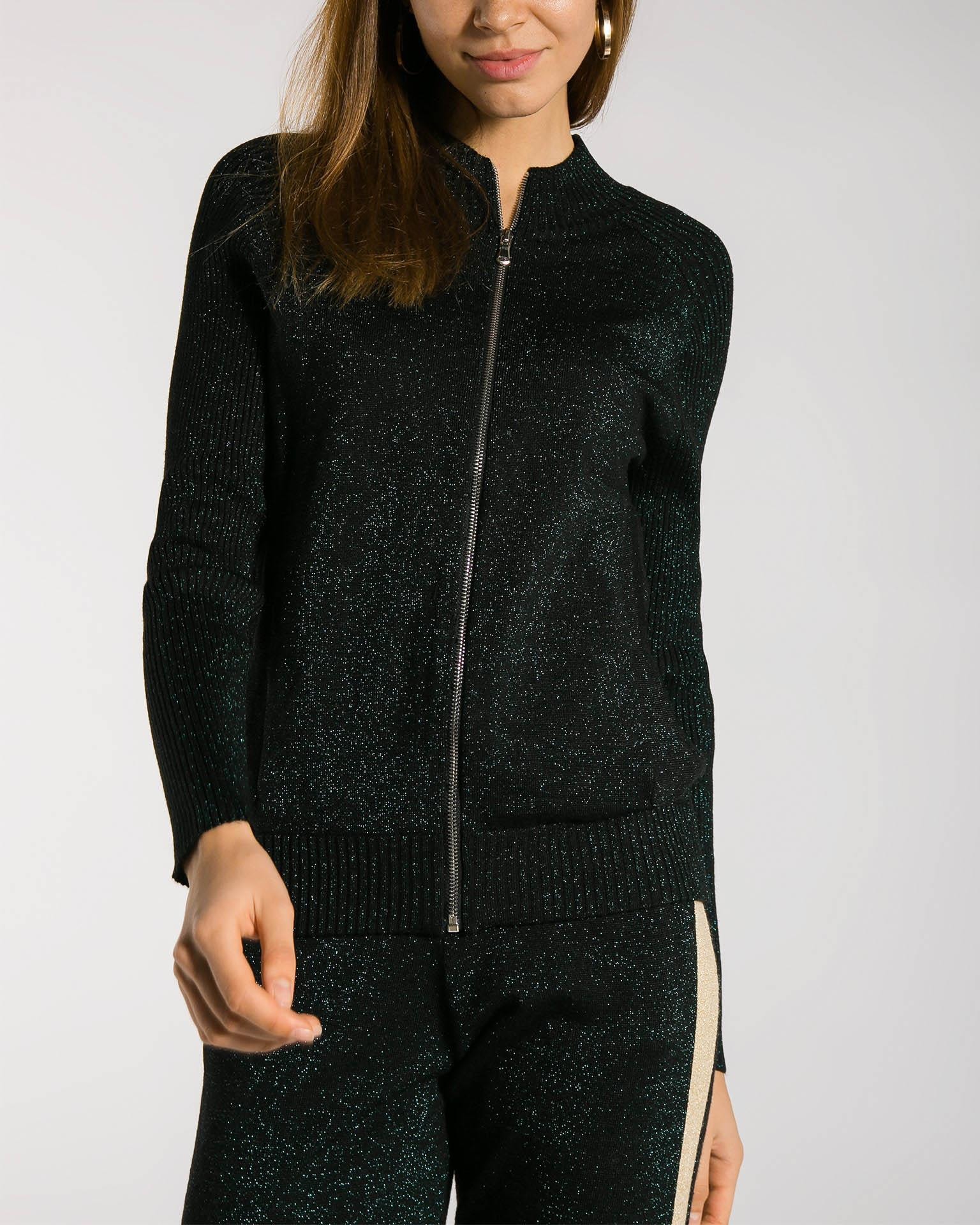 A tracksuit with lurex and contrast side stripes, Black — photo 4