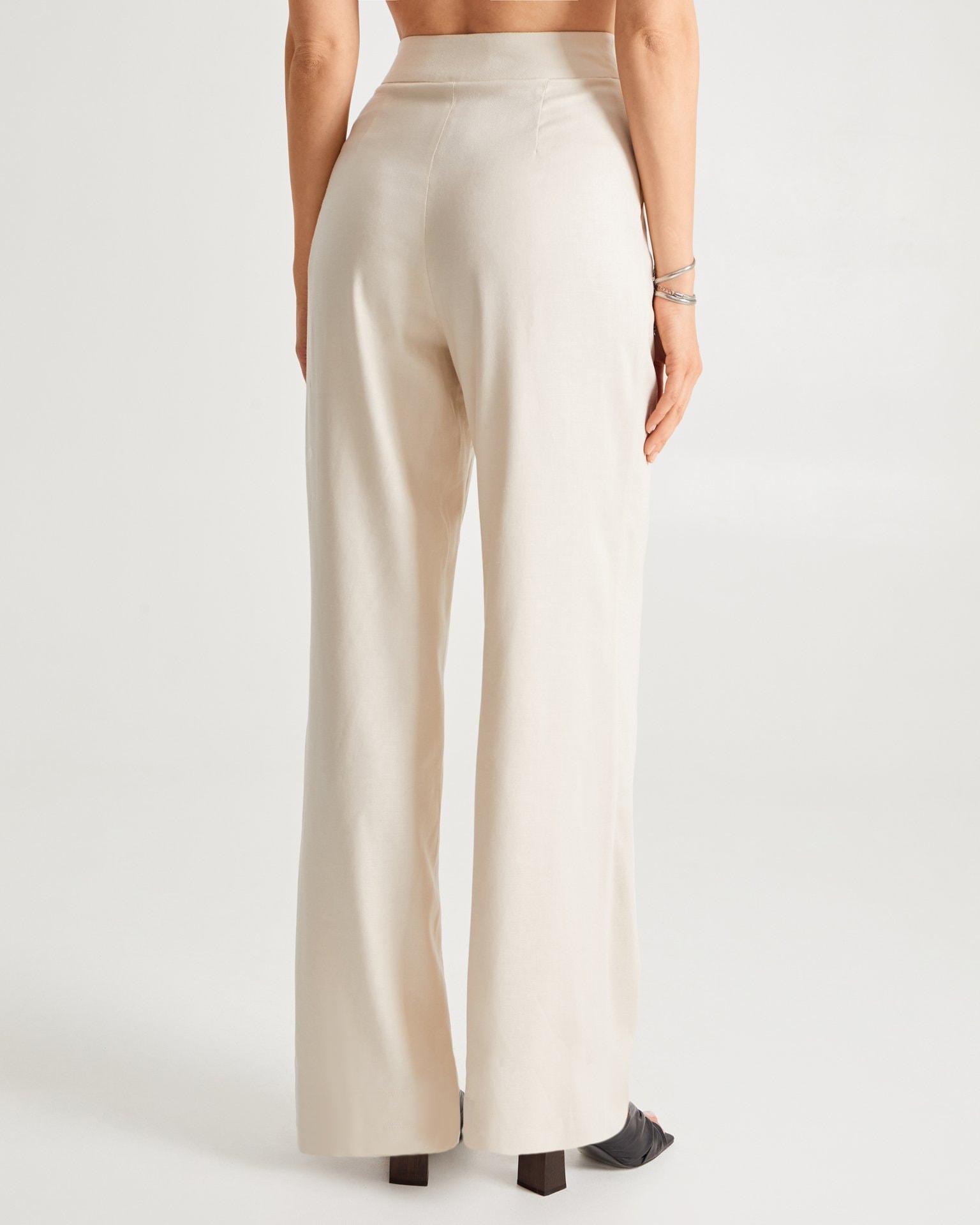 Beige linen trousers, Beige — photo 4