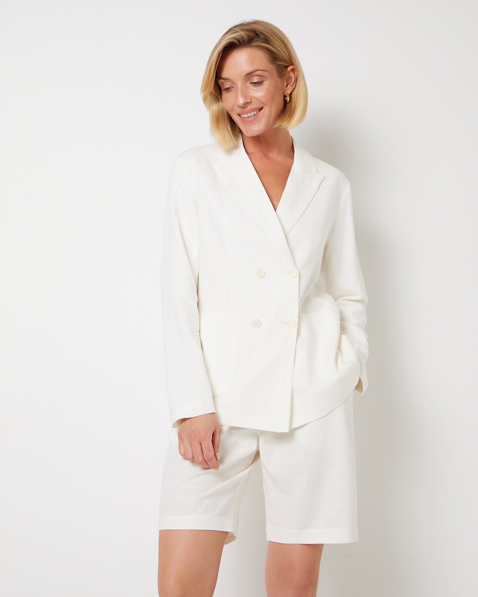 Jacket with patch pockets, White