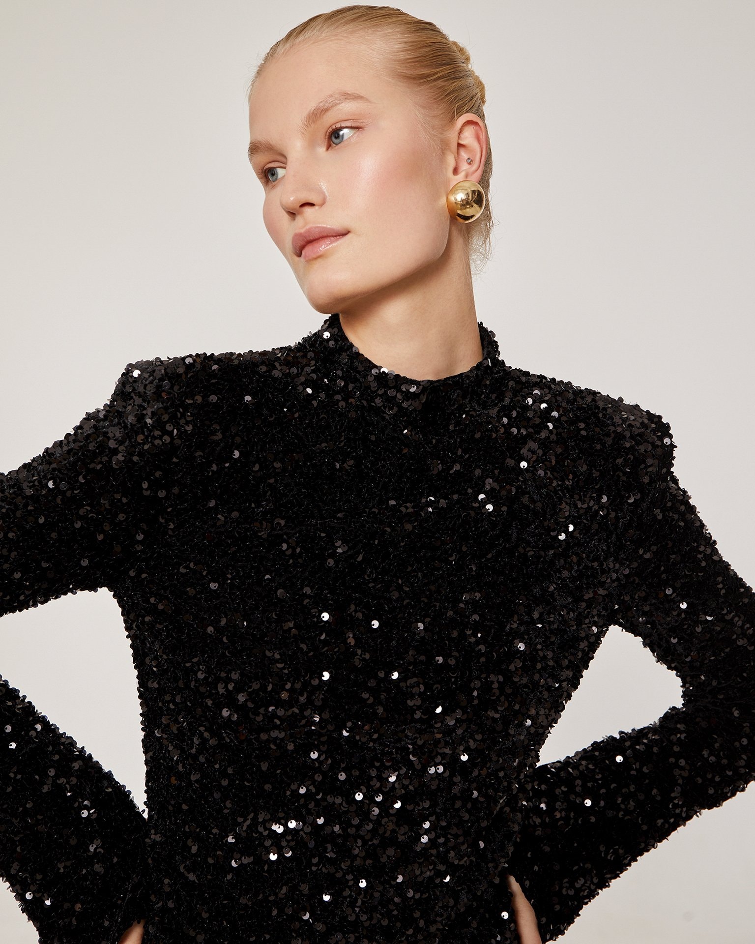 Sequinned mini dress, Black — photo 4