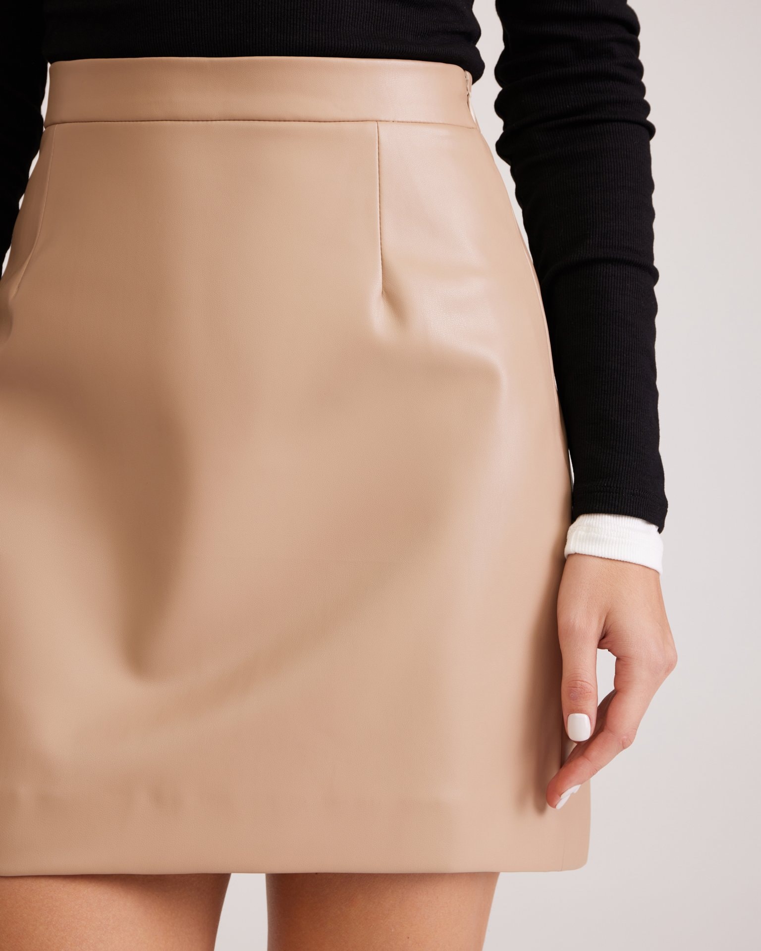 Eco-leather skirt, Beige — photo 8