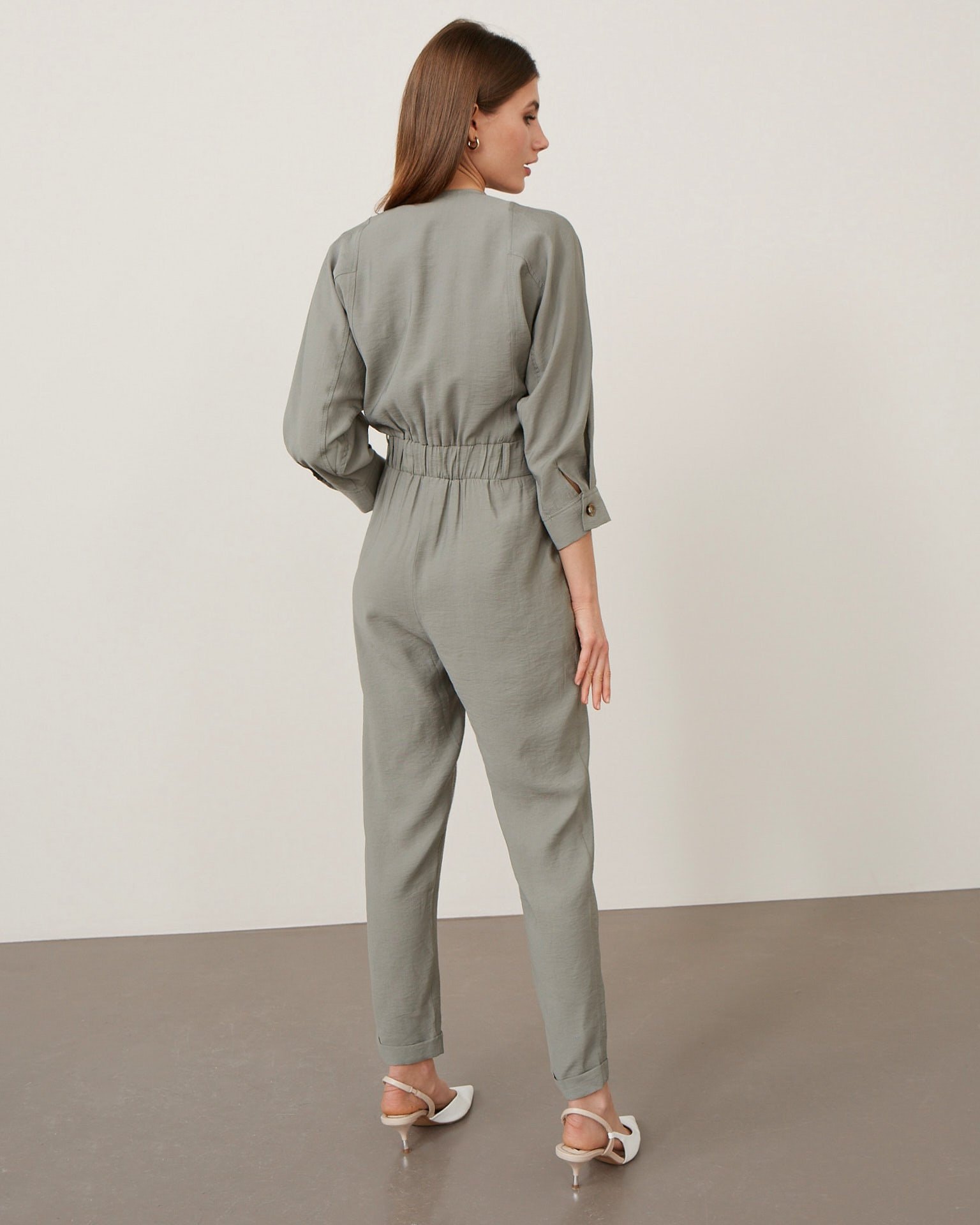 Casual-style jumpsuit, Khaki — photo 3