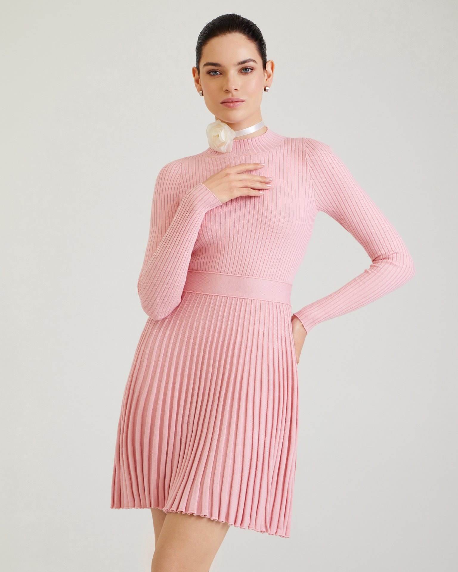 Dress with pleated skirt, Pink — photo 5