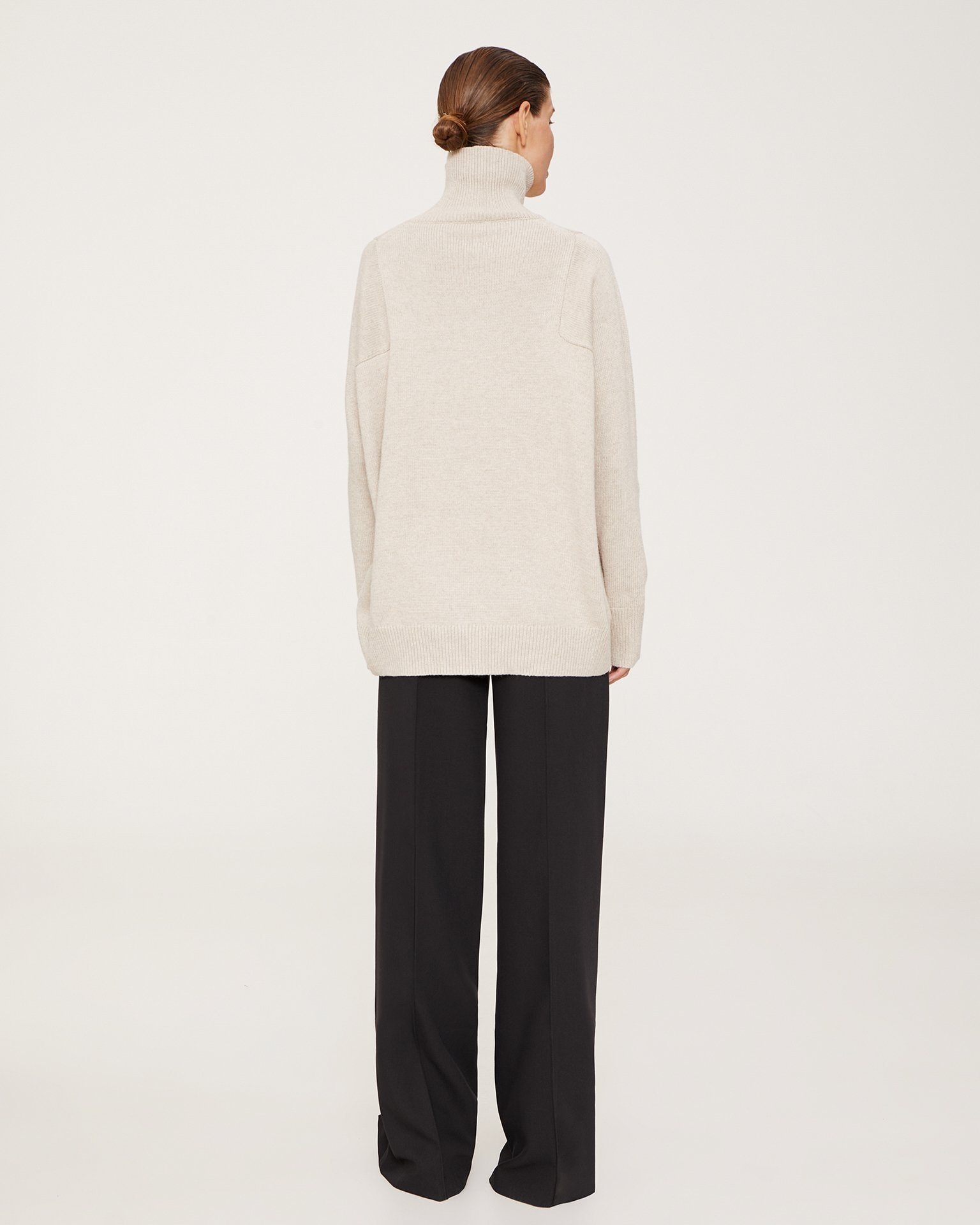 Wide-Leg Trousers with Creases, Black — photo 2