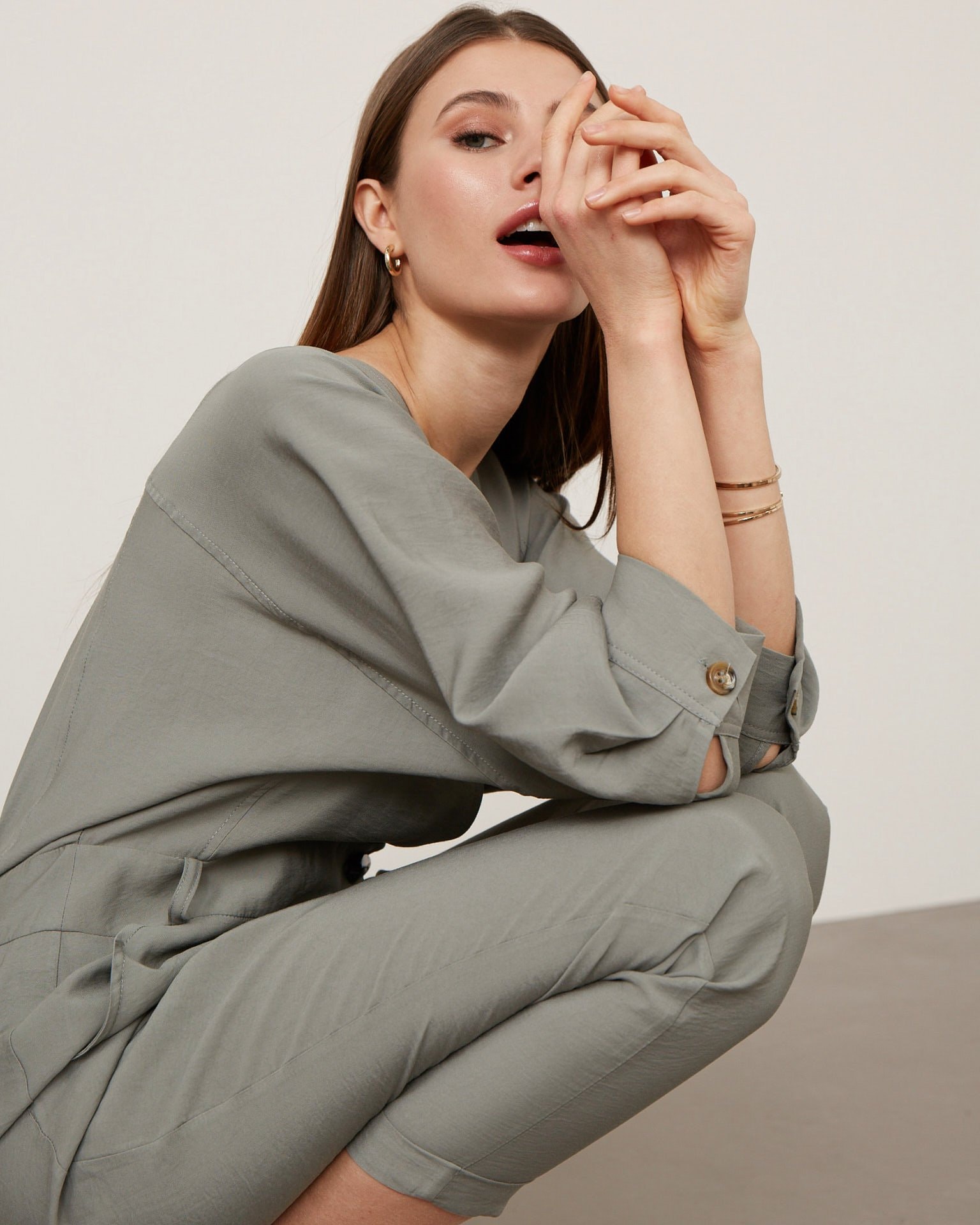 Casual-style jumpsuit, Khaki — photo 4
