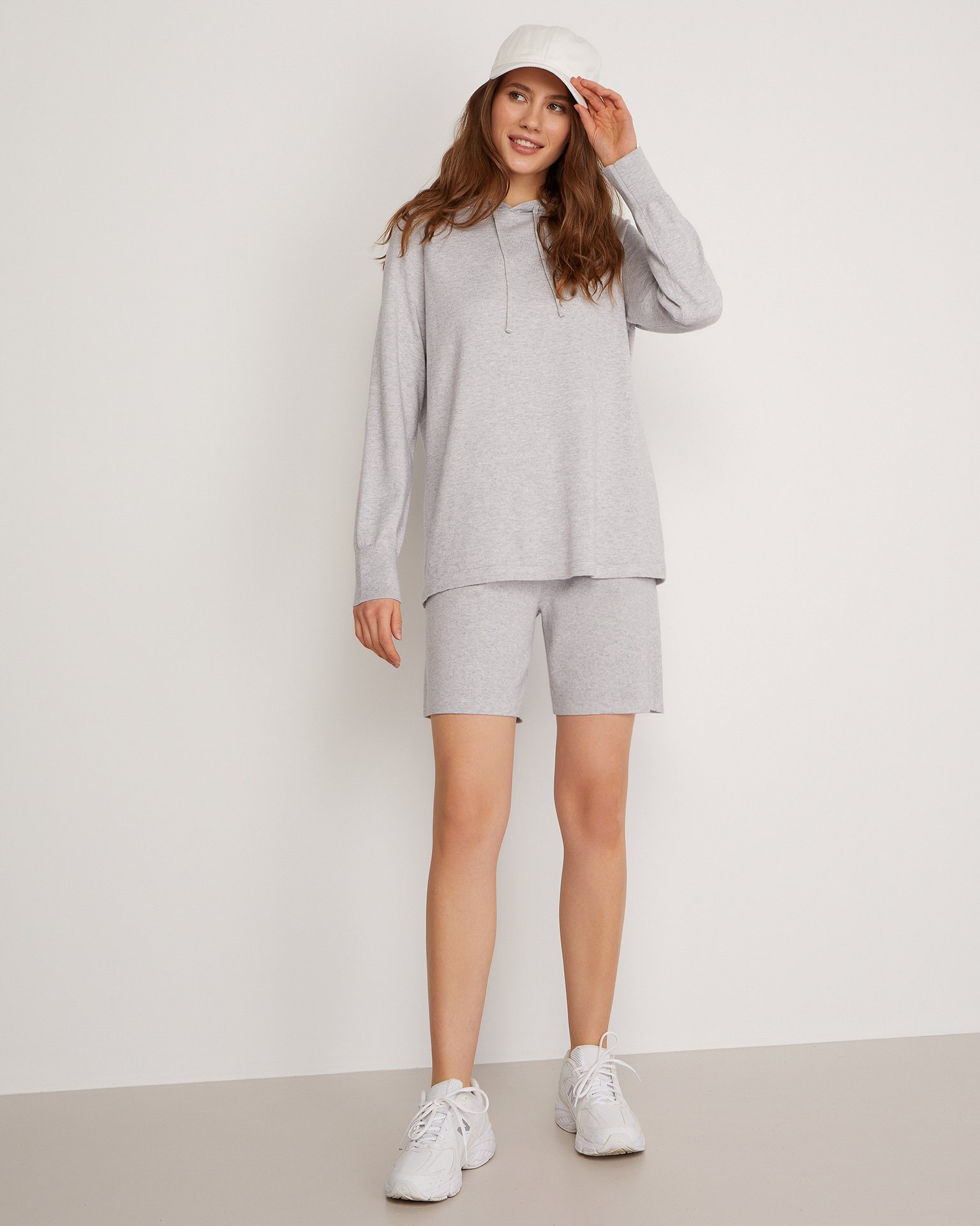 Two-piece shorts and hoodie set, Grey — photo 5