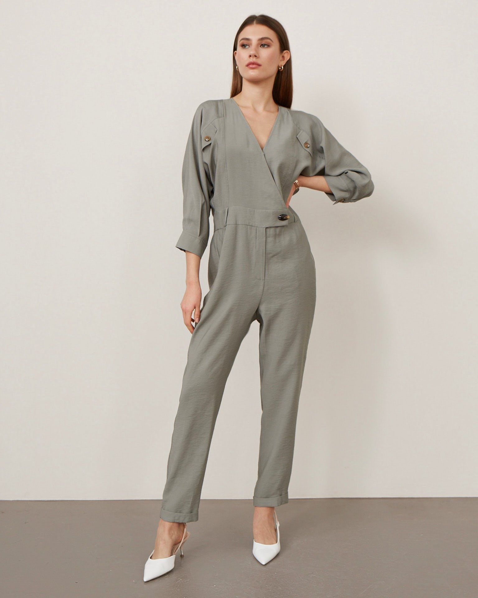 Casual-style jumpsuit, Khaki — photo 2