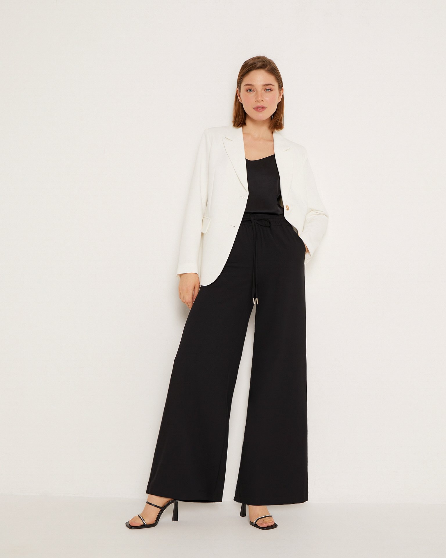 Wide black trousers, Black — photo 3
