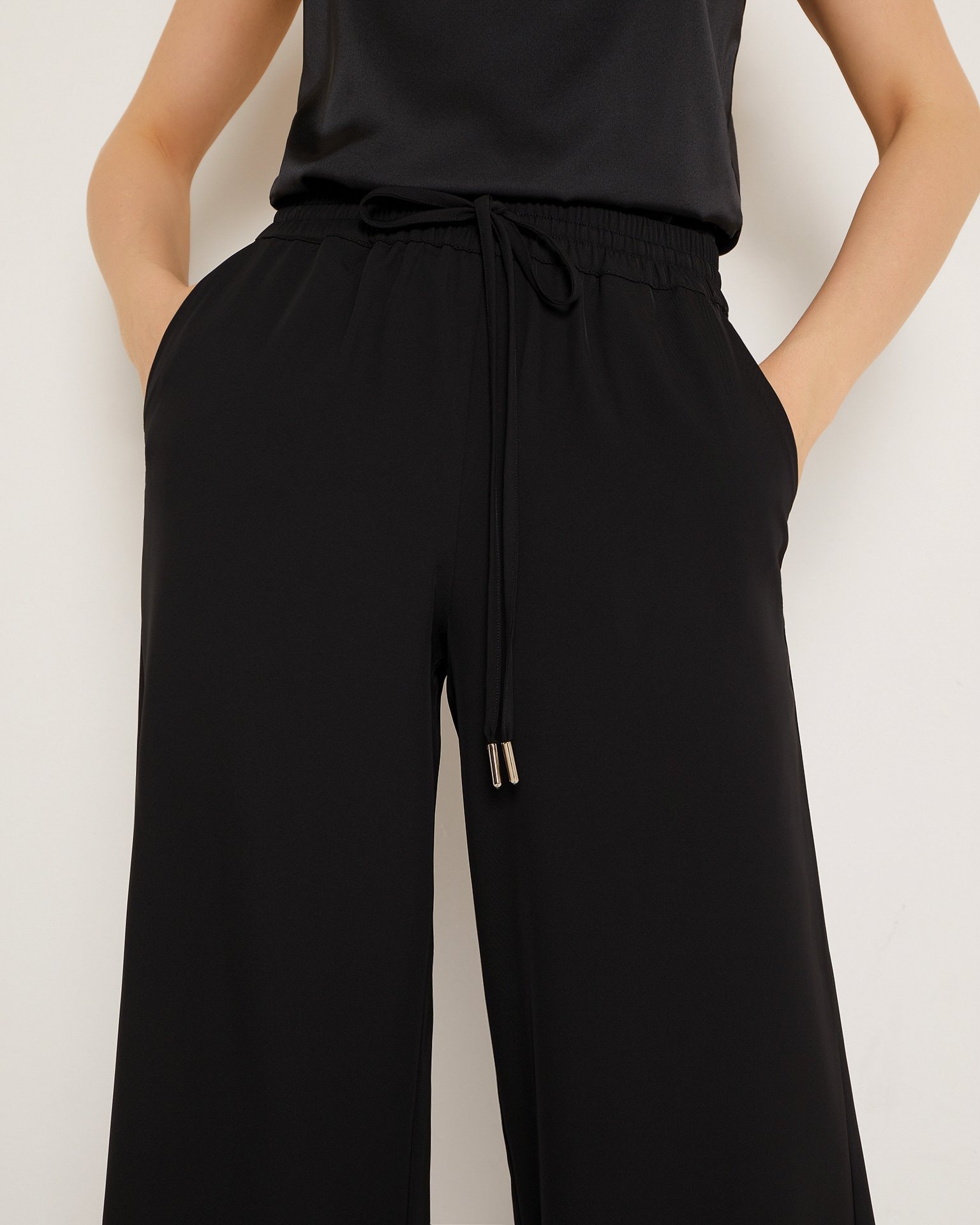 Wide black trousers, Black — photo 7