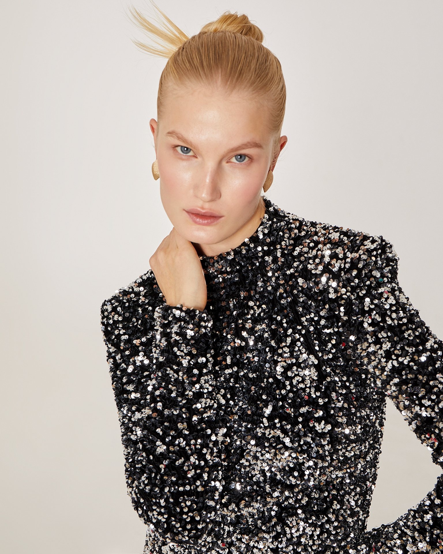 Dress with silver sequins, Silver — photo 8