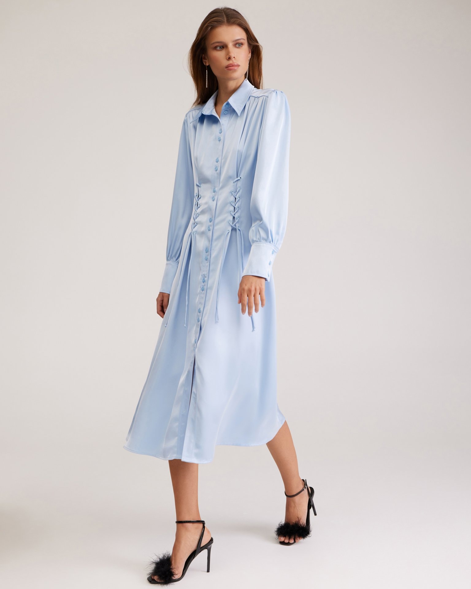 Dress with lacing, Blue — photo 5