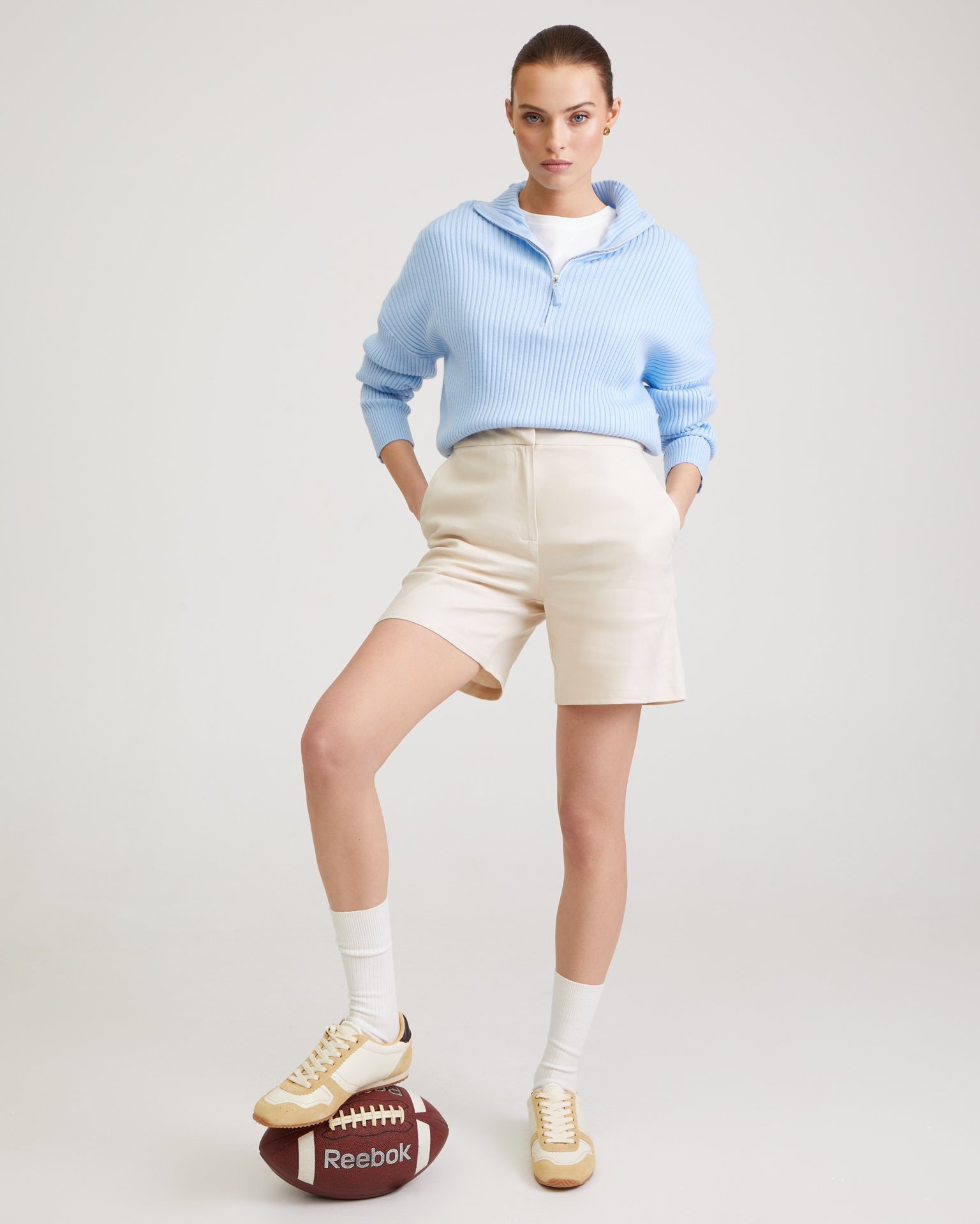 Linen shorts, Beige — photo 2
