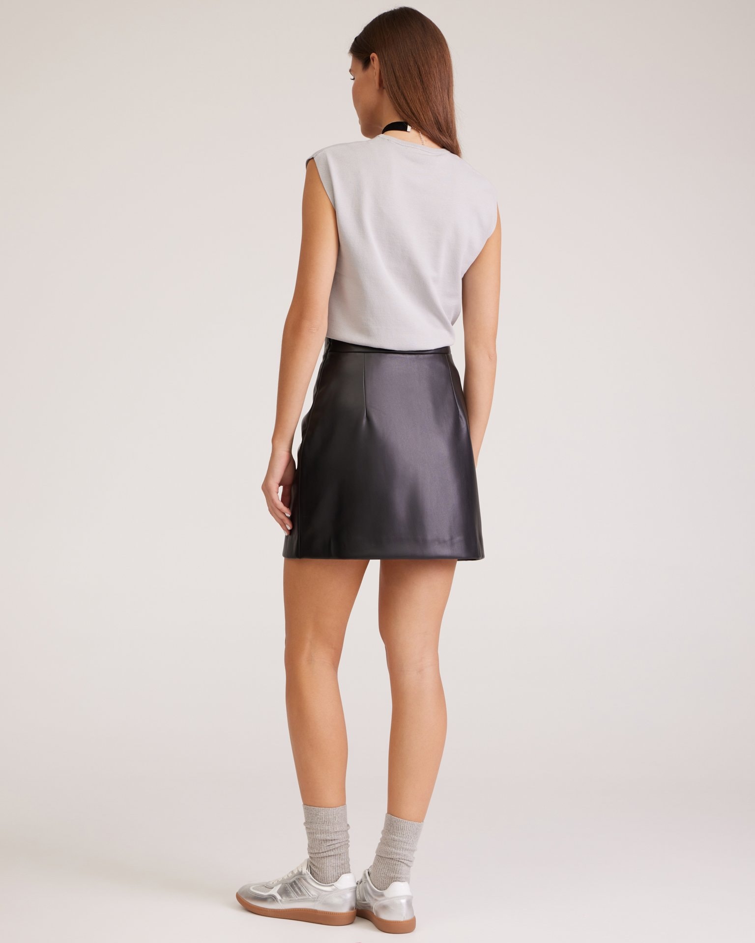 Black faux leather skirt, Black — photo 3