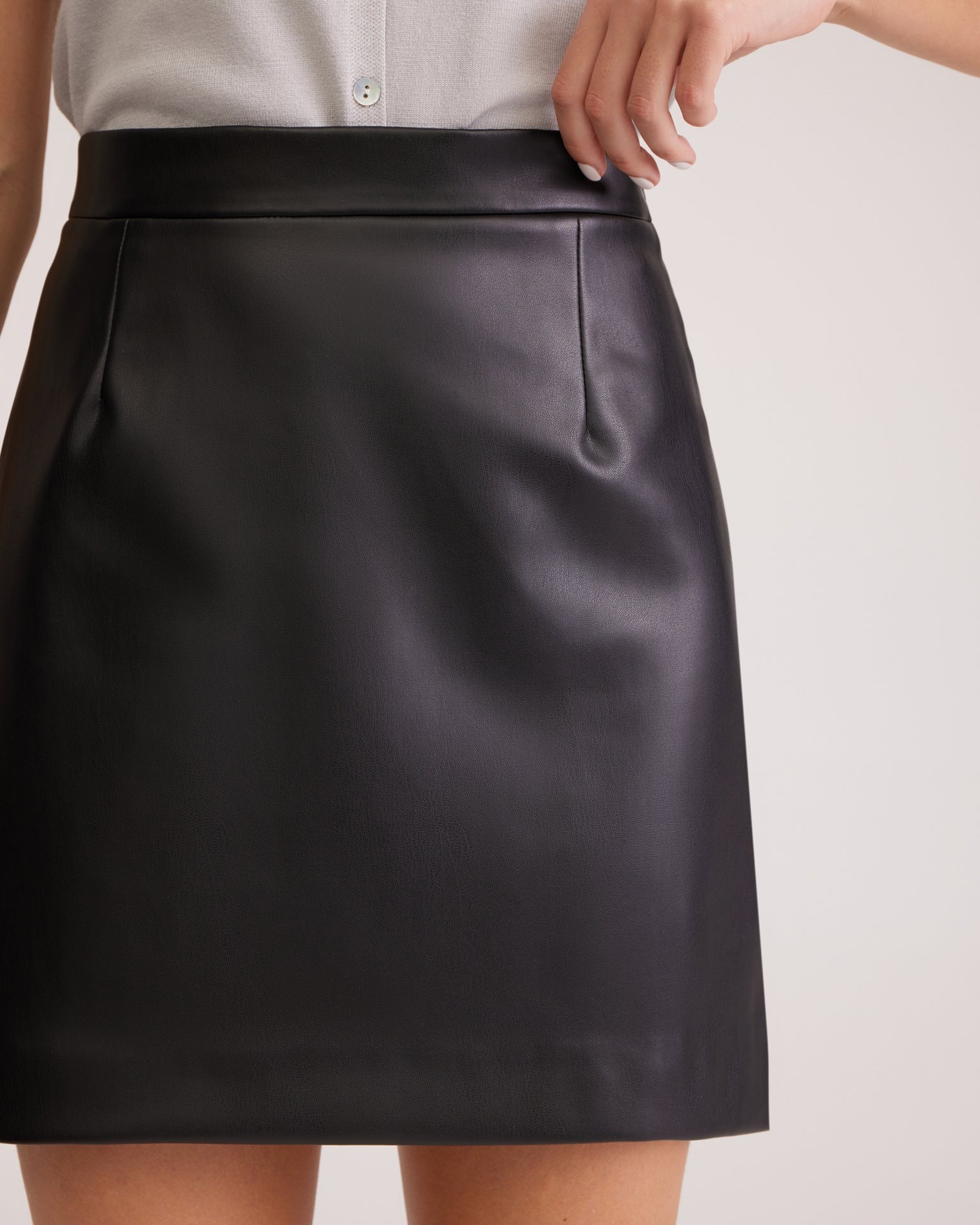 Black faux leather skirt, Black — photo 9
