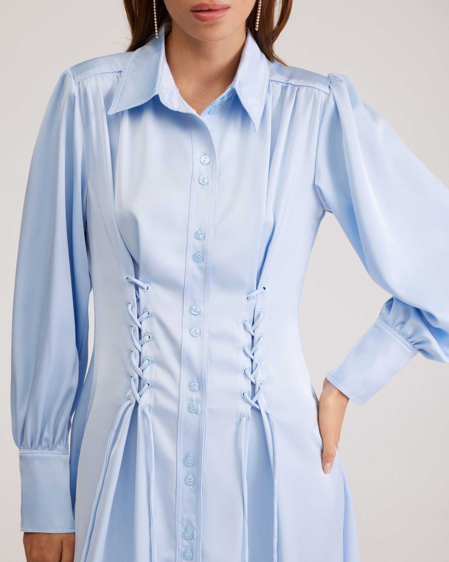 Dress with lacing, Blue — photo 8