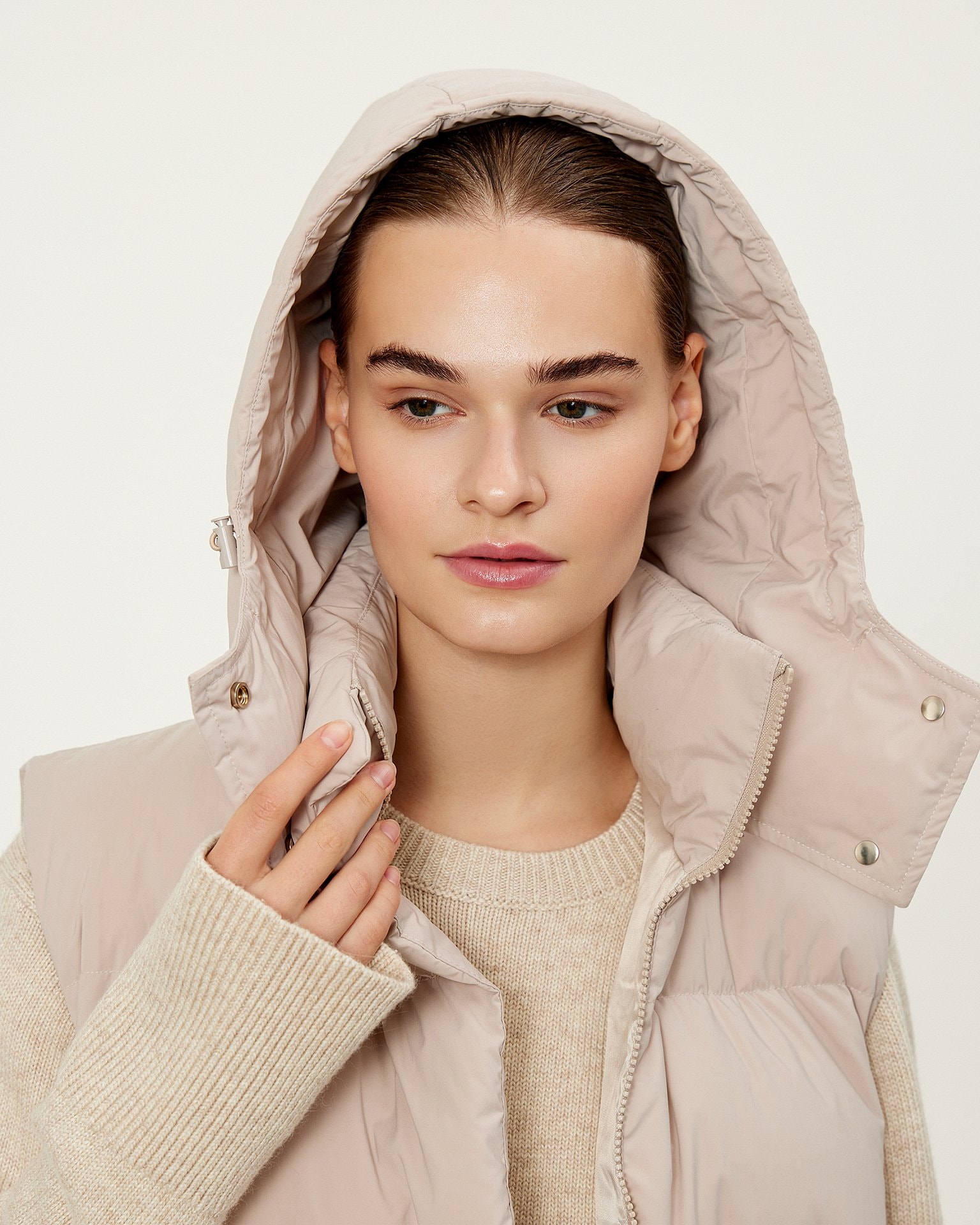Zip-up vest, Beige — photo 5