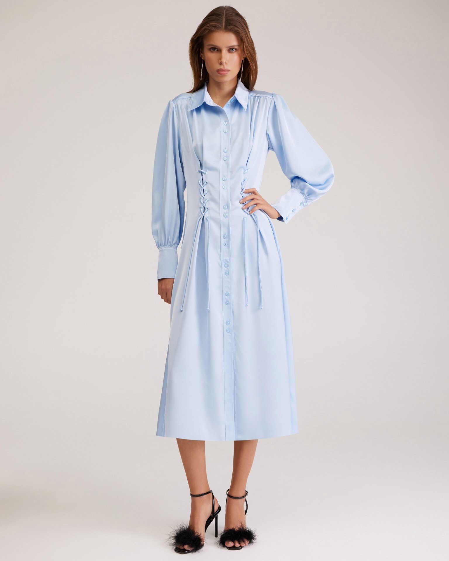 Dress with lacing, Blue — photo 3
