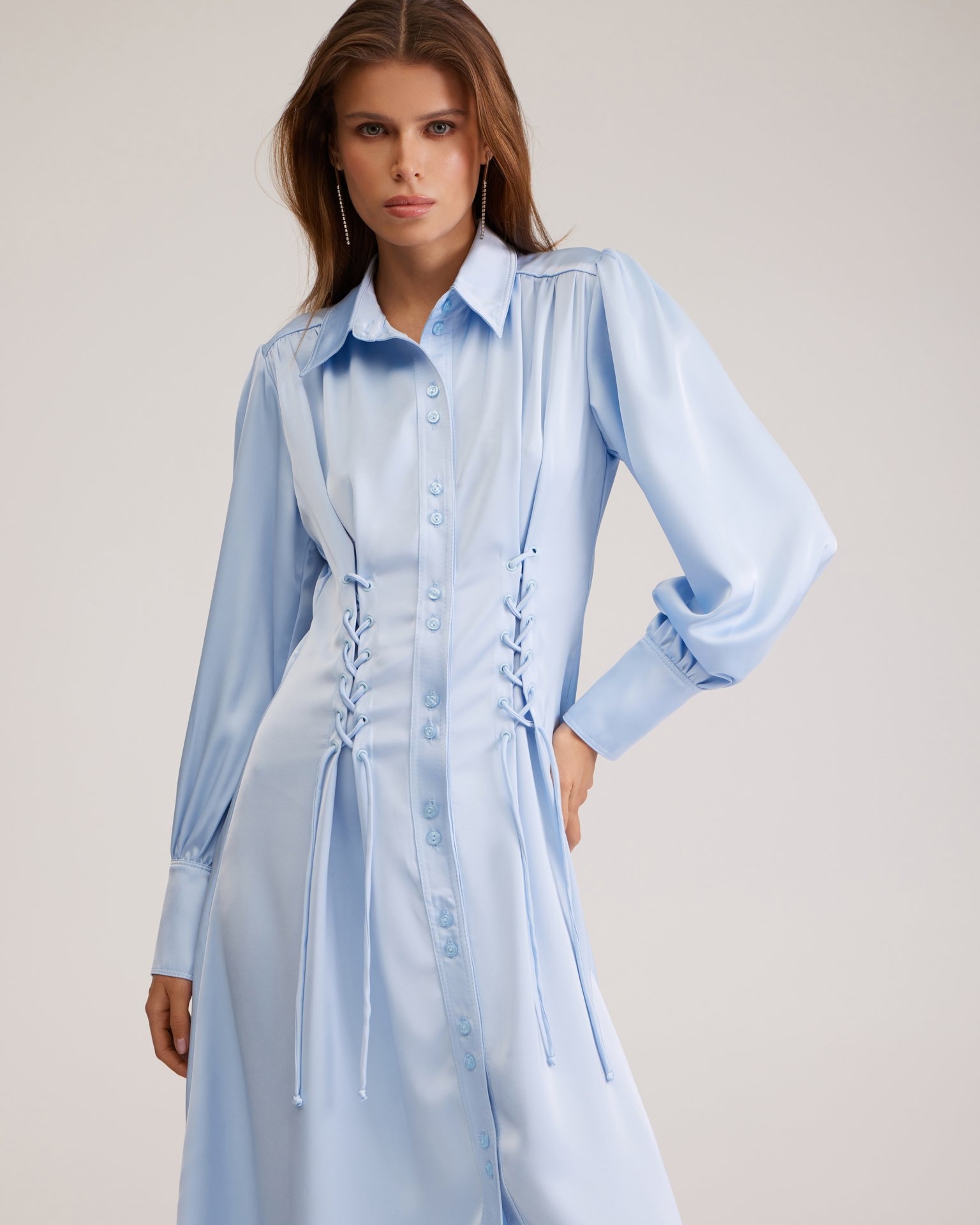 Dress with lacing, Blue — photo 6