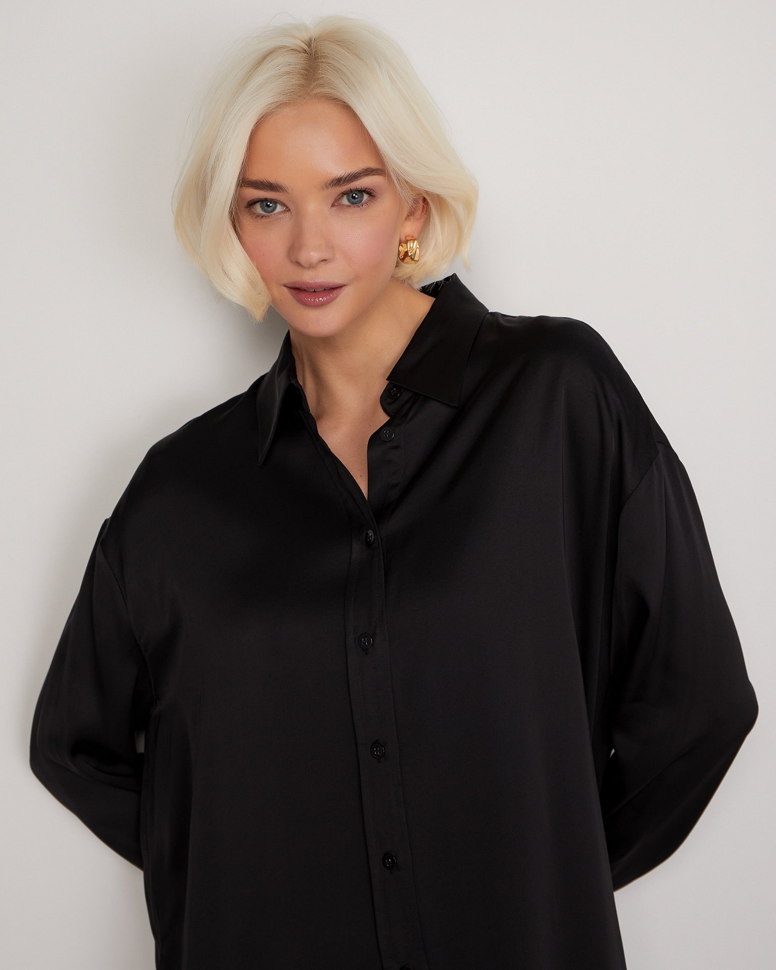 Black oversize shirt, Black — photo 5