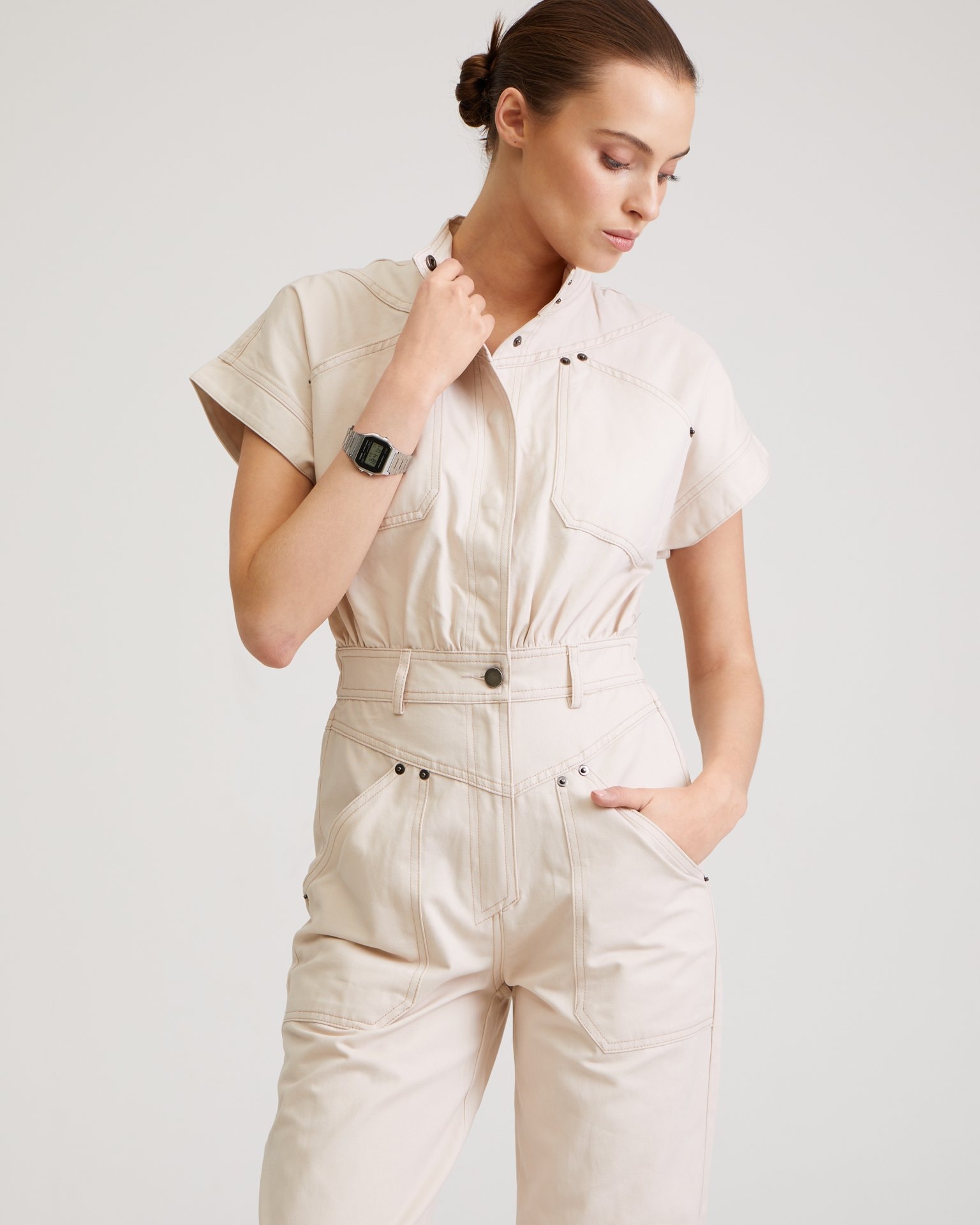 Cotton jumpsuit, Milk — photo 2