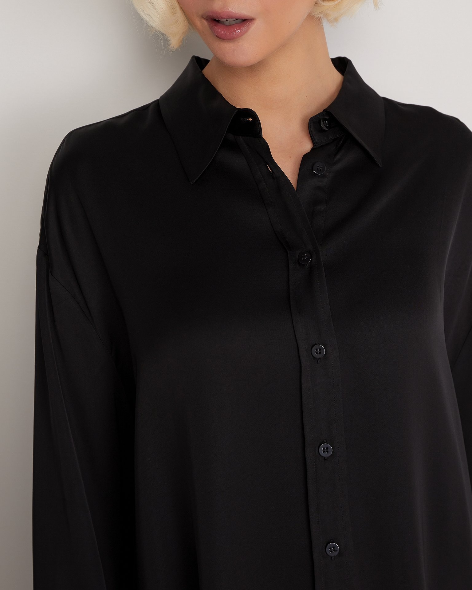 Black oversize shirt, Black — photo 6