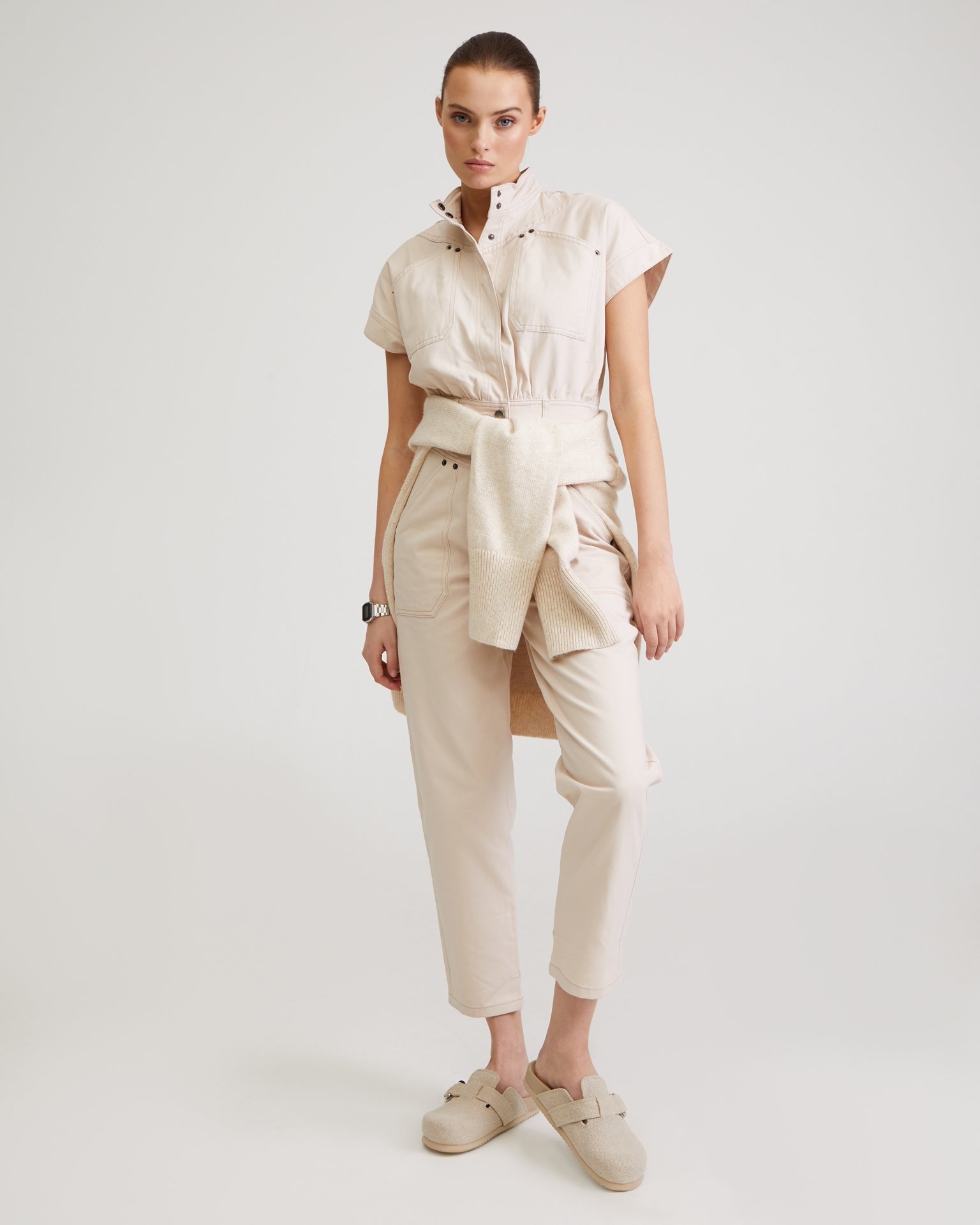 Cotton jumpsuit, Milk — photo 5