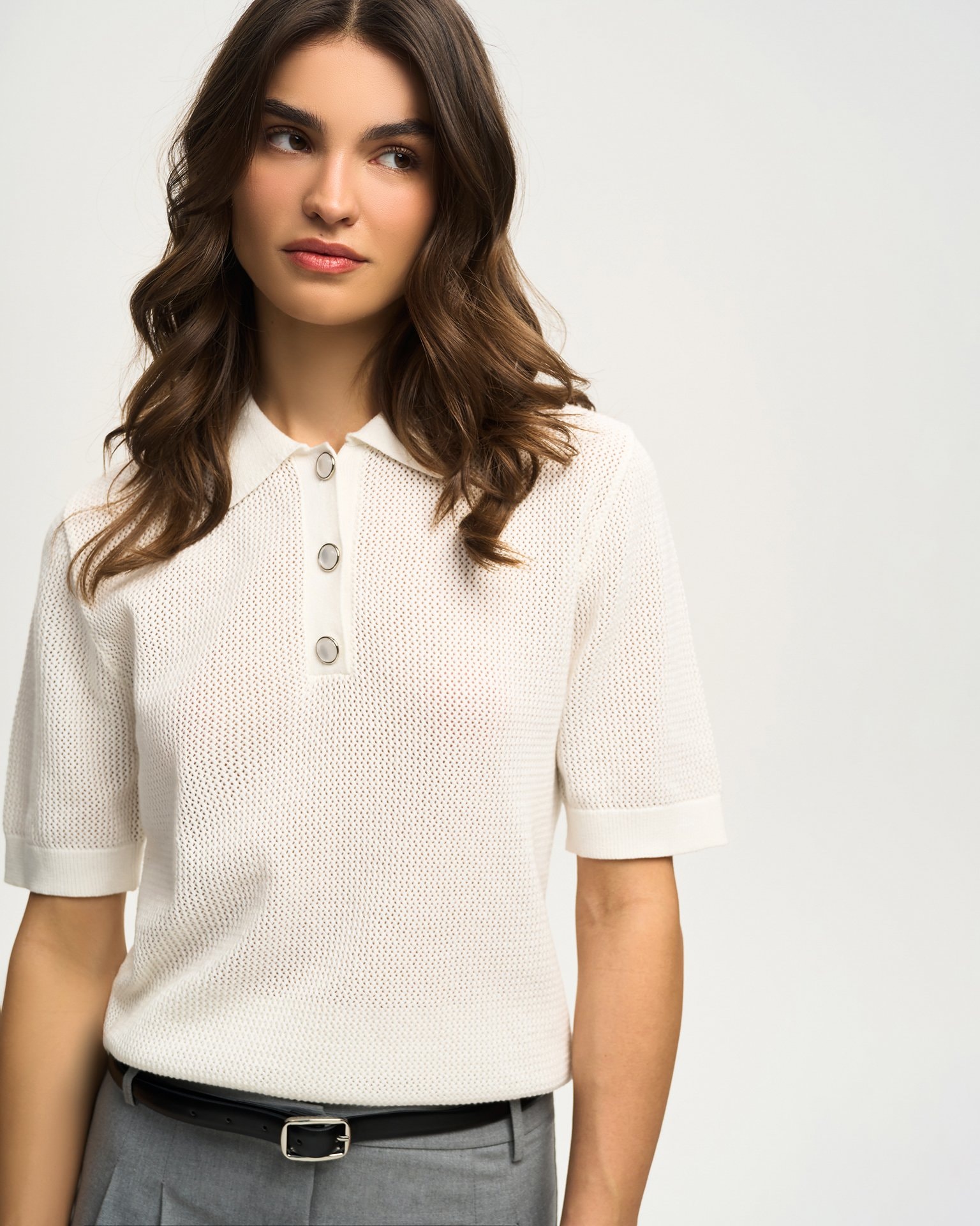 Lace Polo, White — photo 5