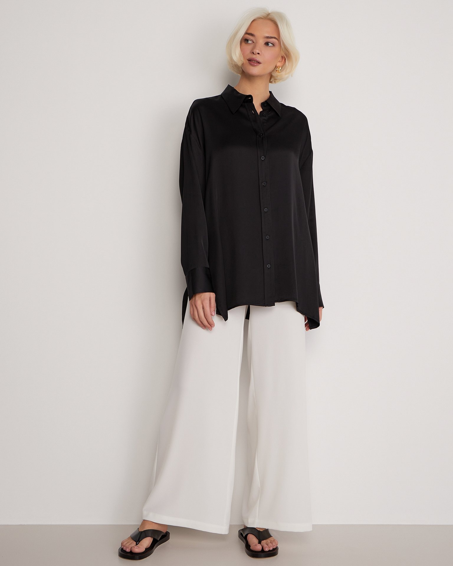 Black oversize shirt, Black — photo 4