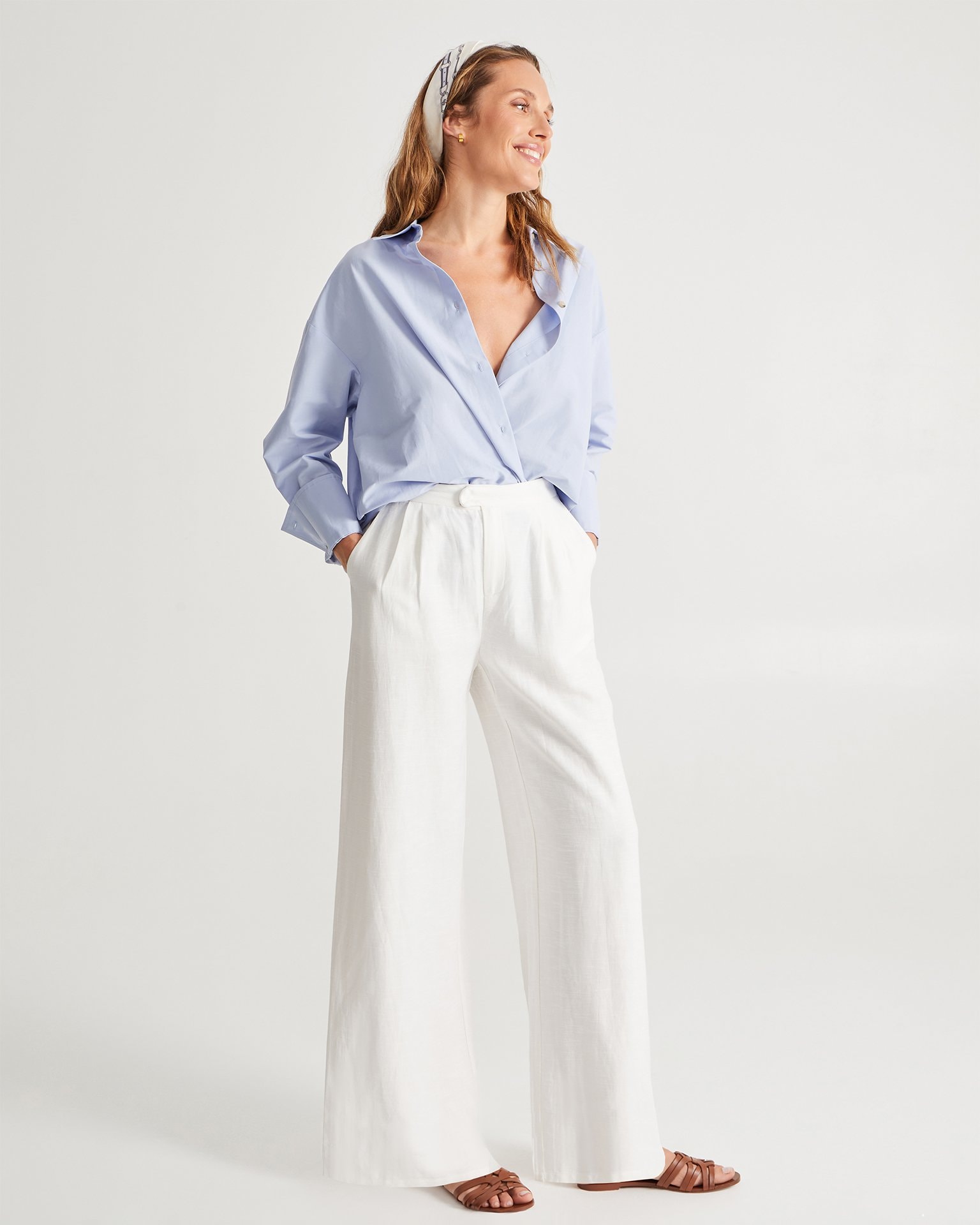 Linen Trousers, White