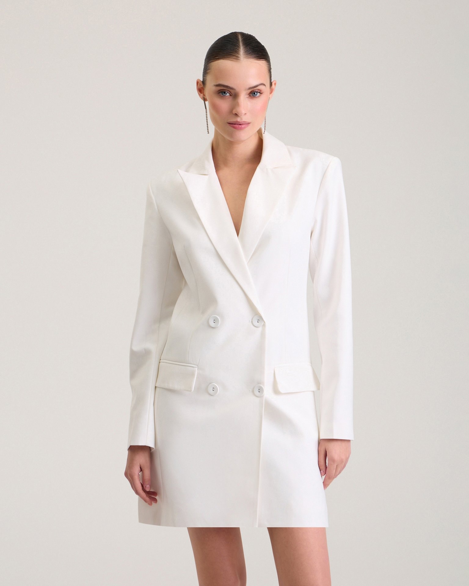 White blazer dress, White — photo 5
