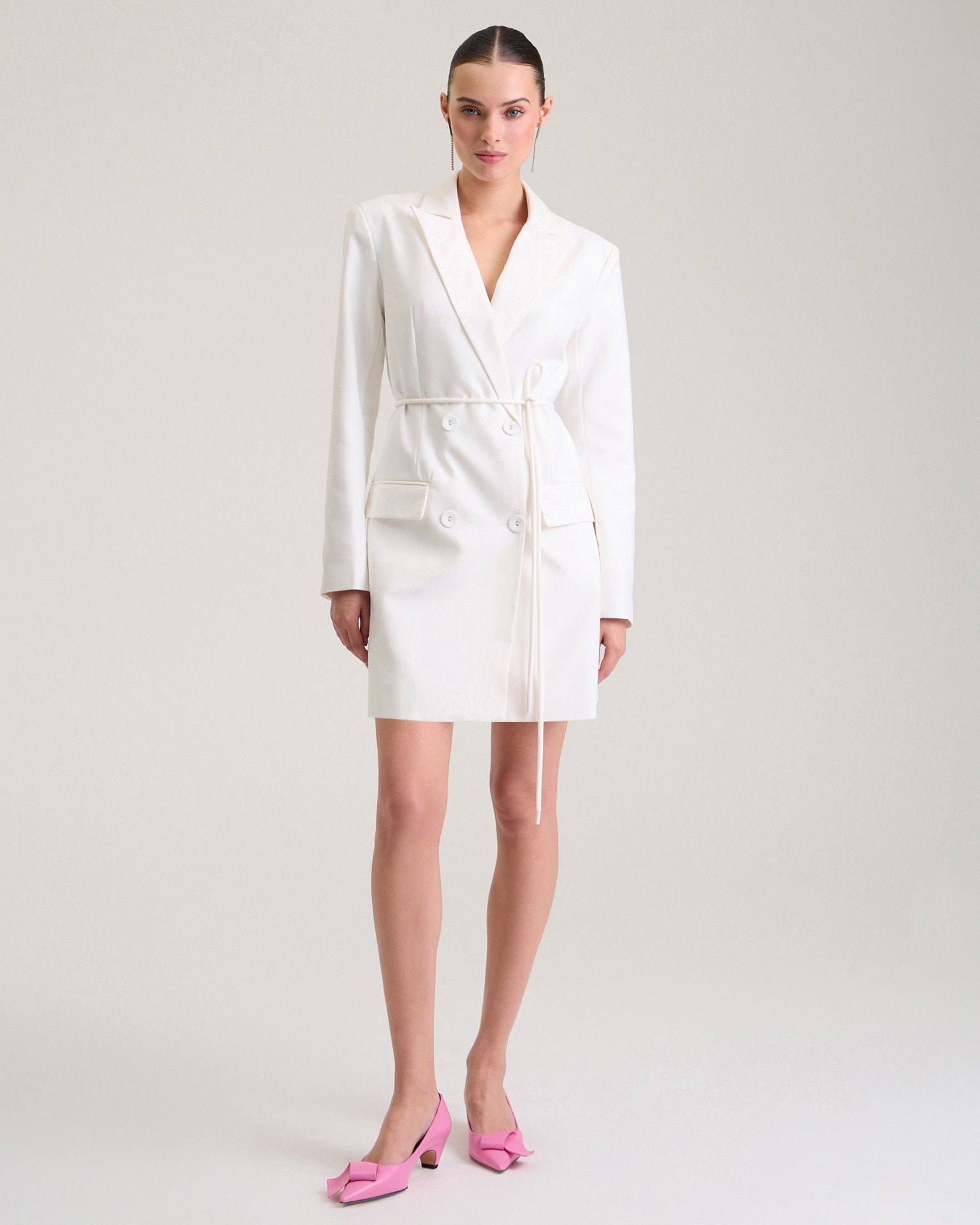 White blazer dress, White — photo 3