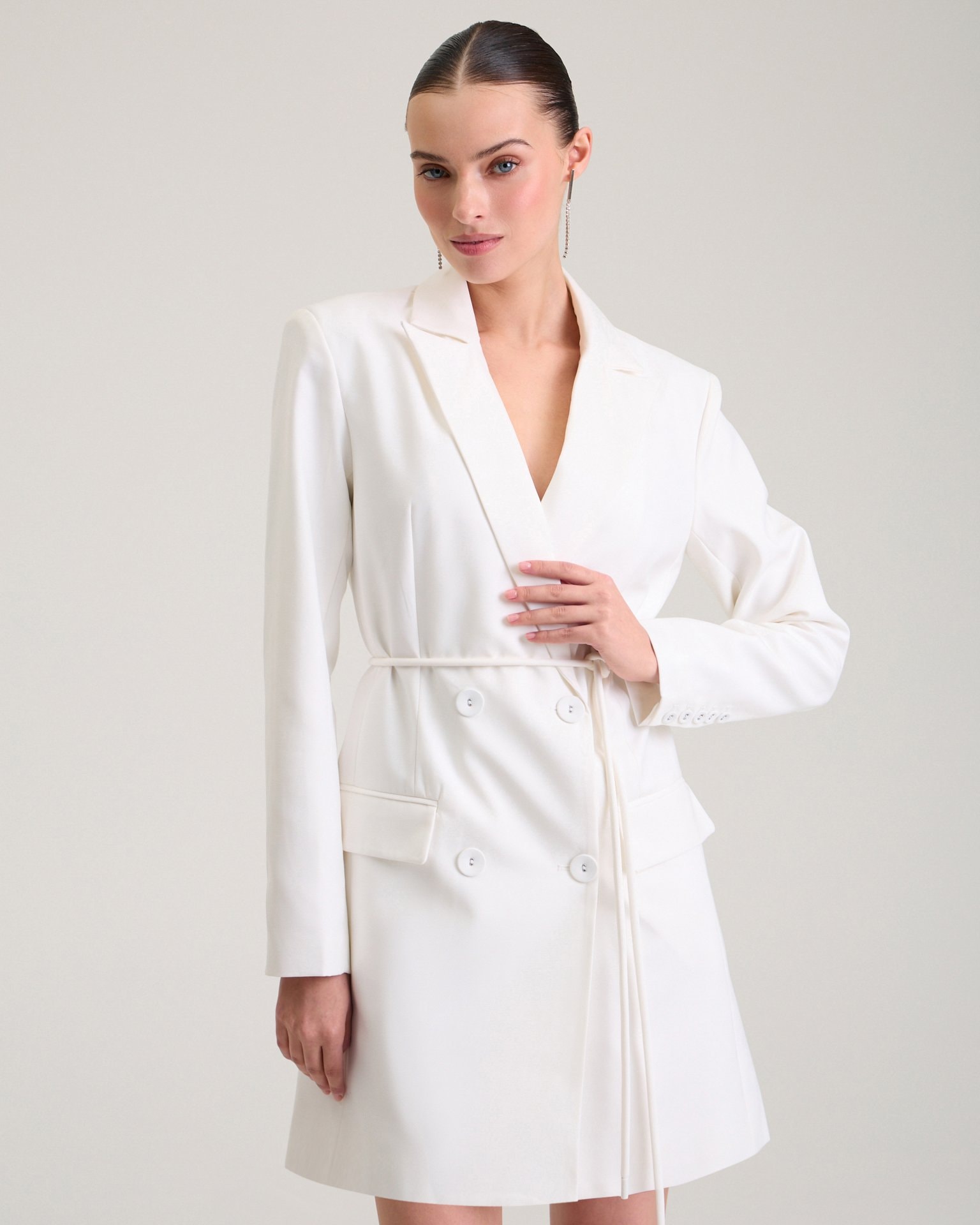 White blazer dress, White — photo 2