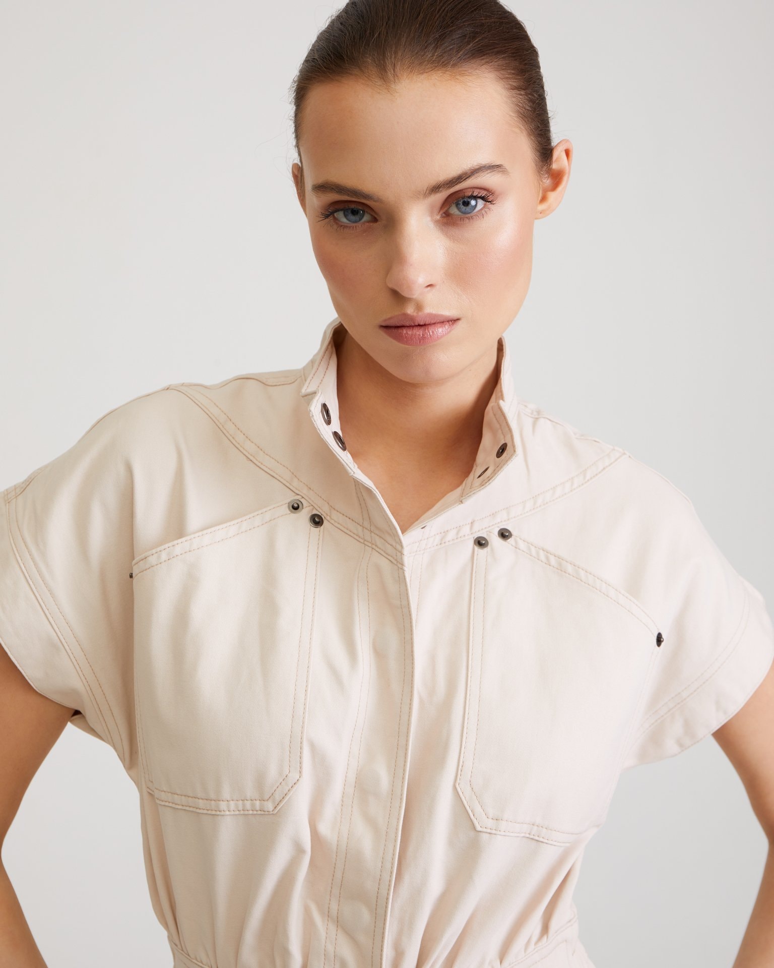 Cotton jumpsuit, Milk — photo 7
