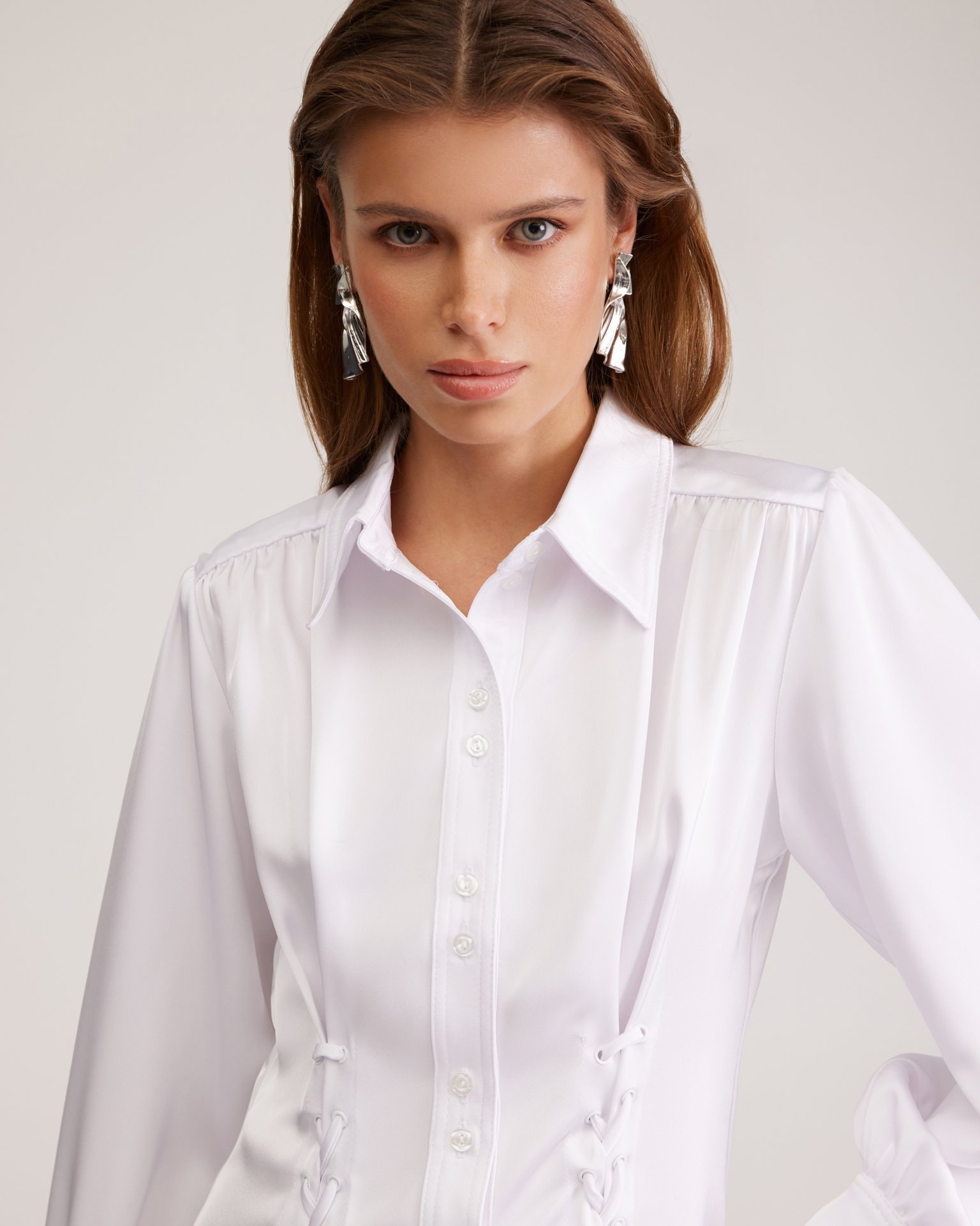 Lace-up dress, White — photo 6