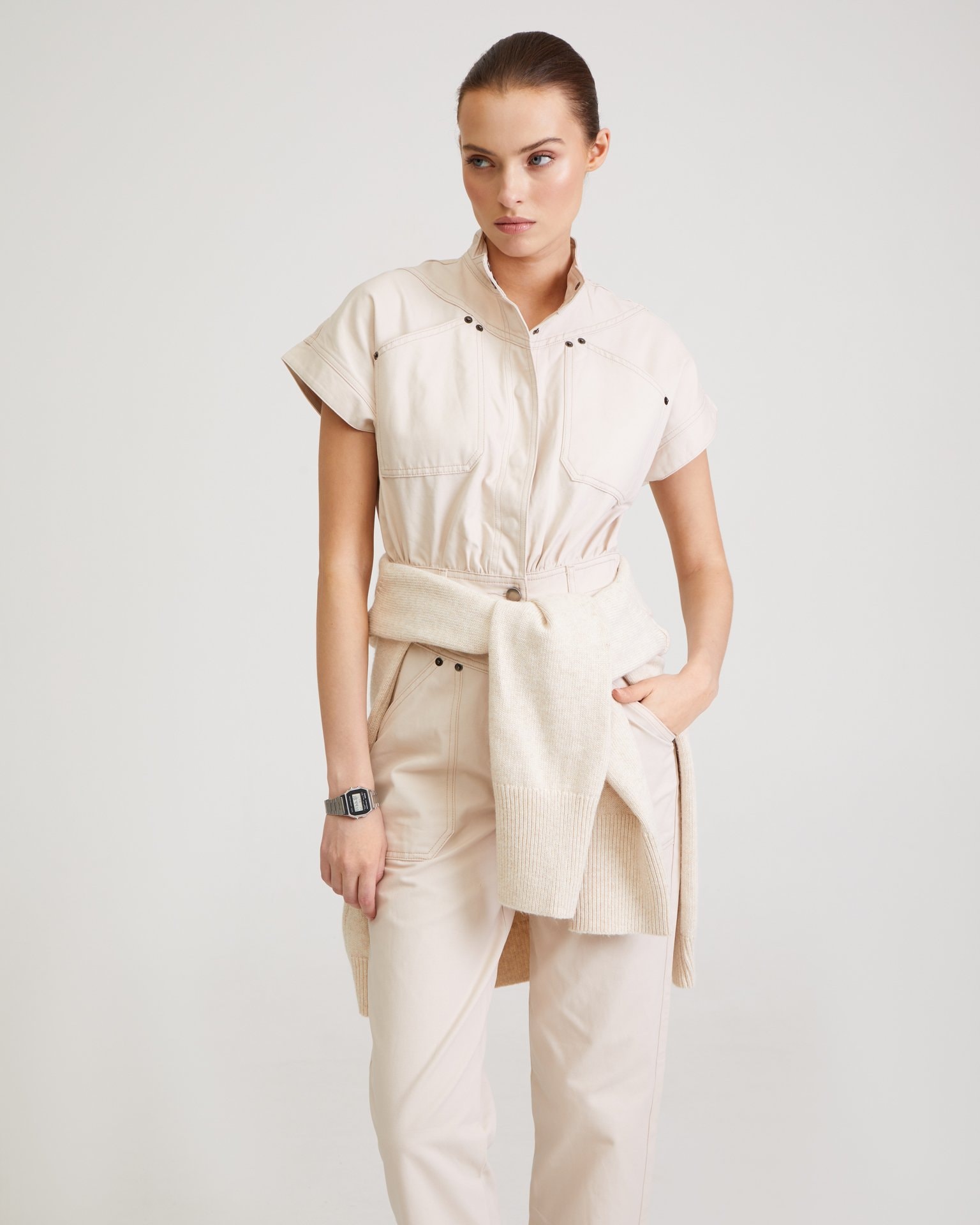 Cotton jumpsuit, Milk — photo 6