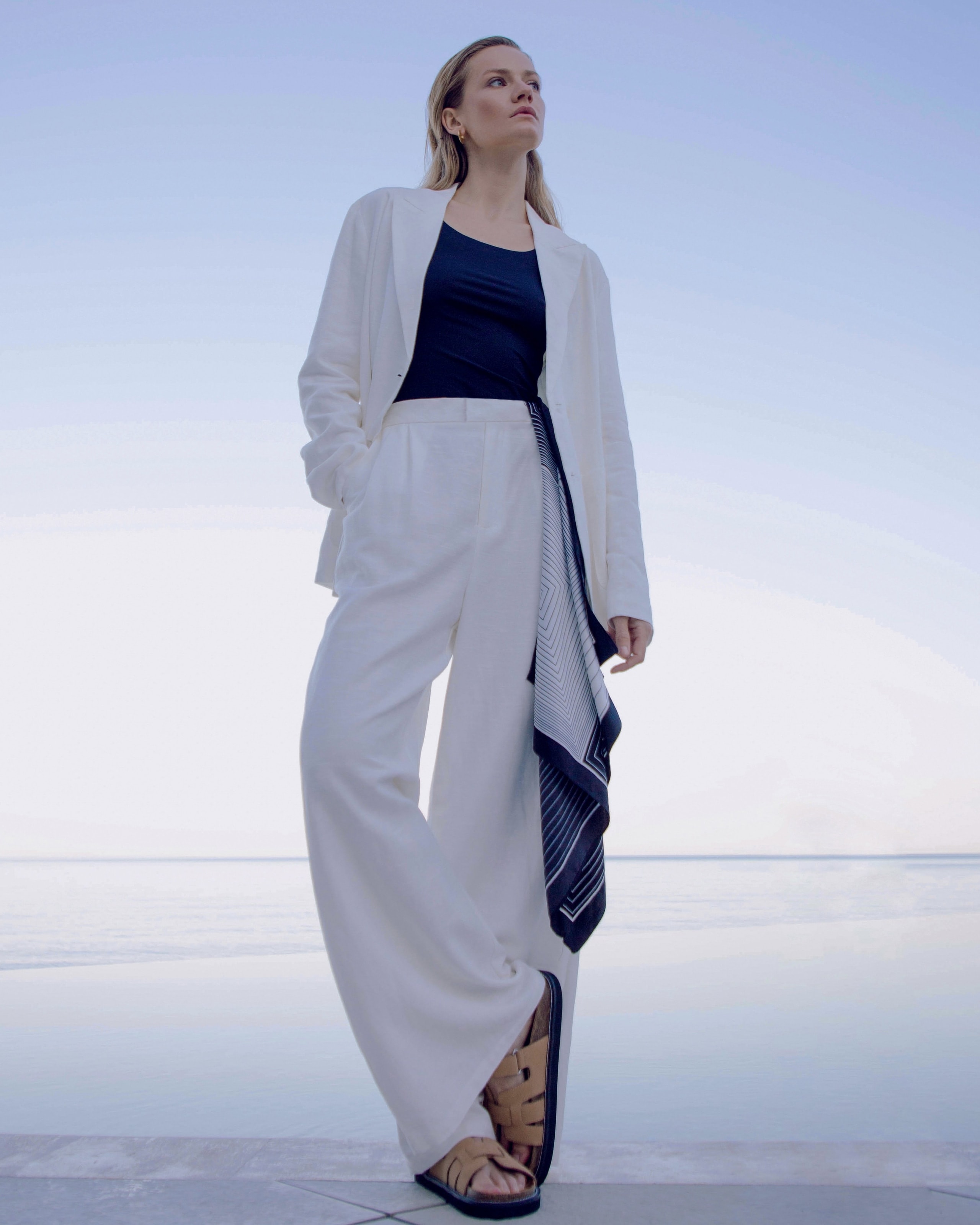 Linen Trousers, White — photo 7