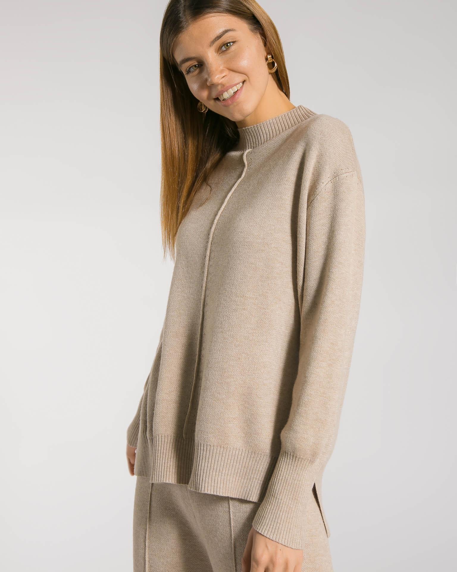 Suit with culotte trousers and a loose jumper, Beige — photo 4