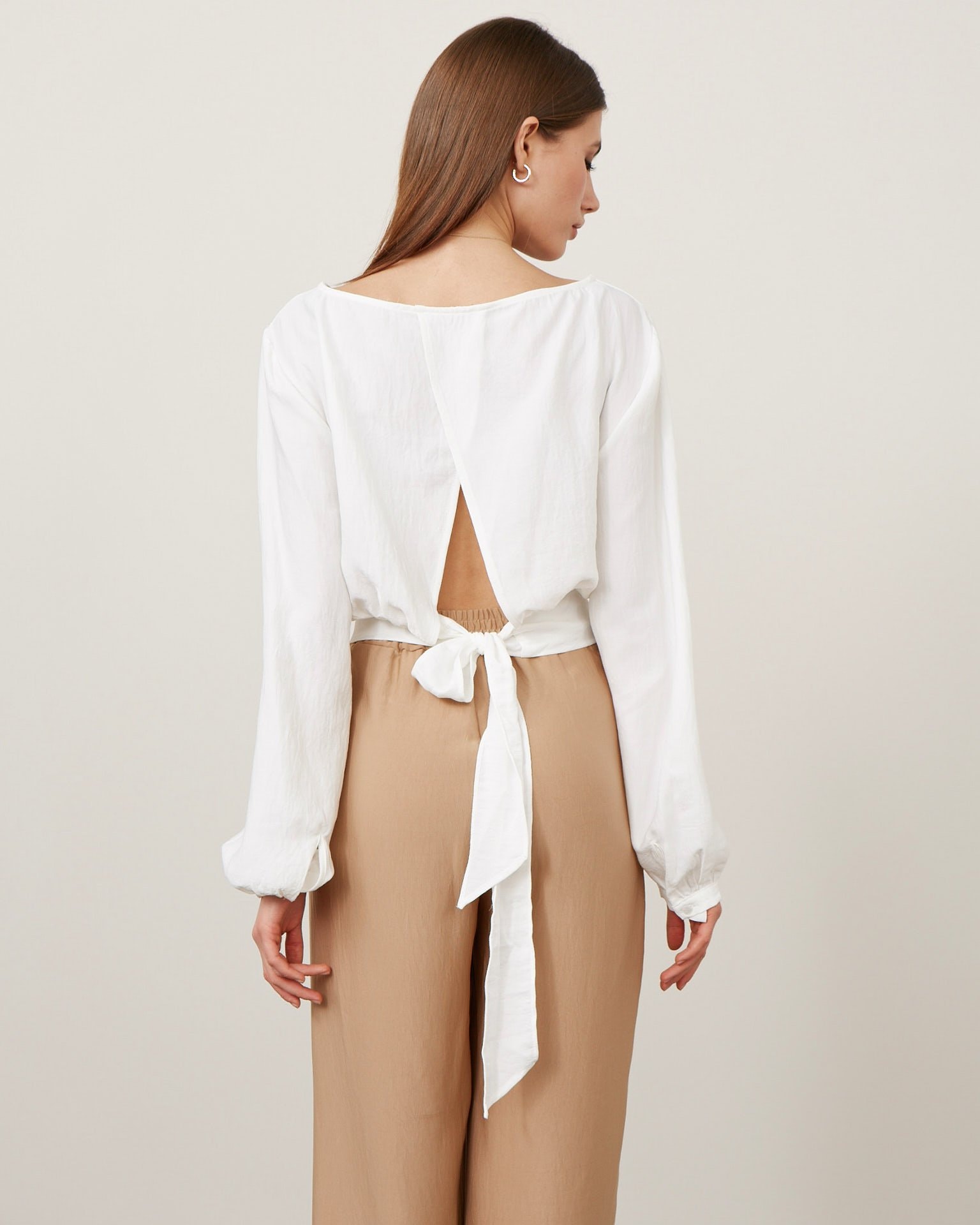 Flared-leg trousers, Beige — photo 4