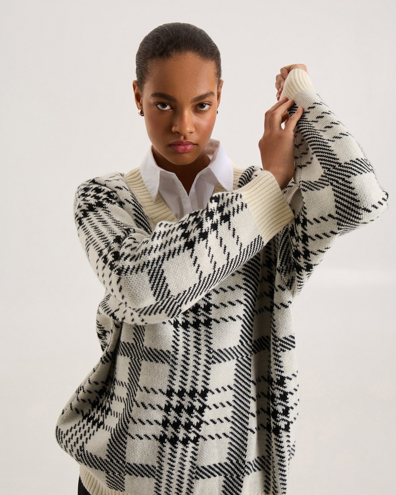 Checkerboard Jumper, Milk — photo 8